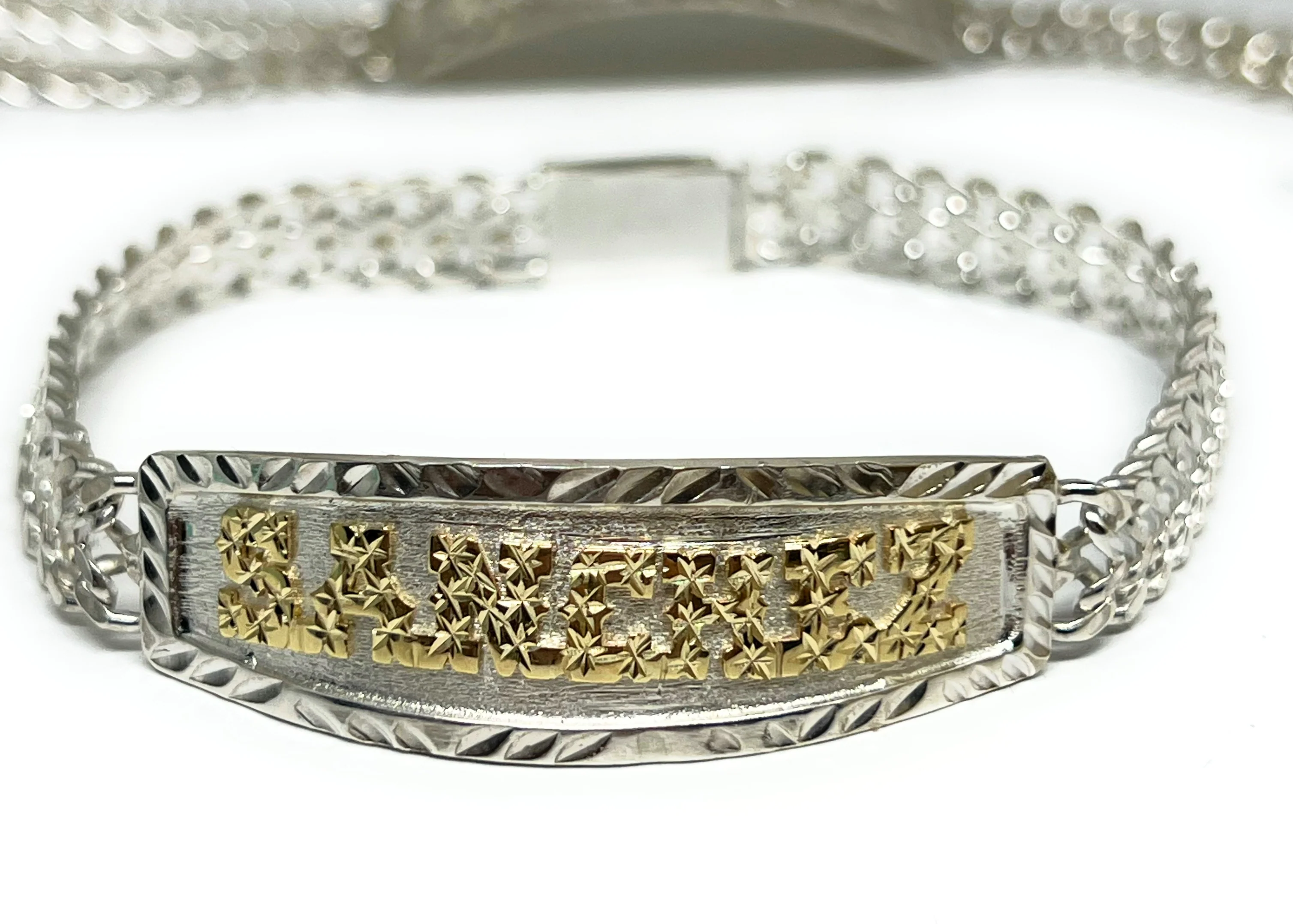 .925 Silver PETATILLO LINK SUPERIMPOSED (SOBREPUESTO) CUSTOMIZED 3D NAME BRRACELET 7-8 INCH - Image 11