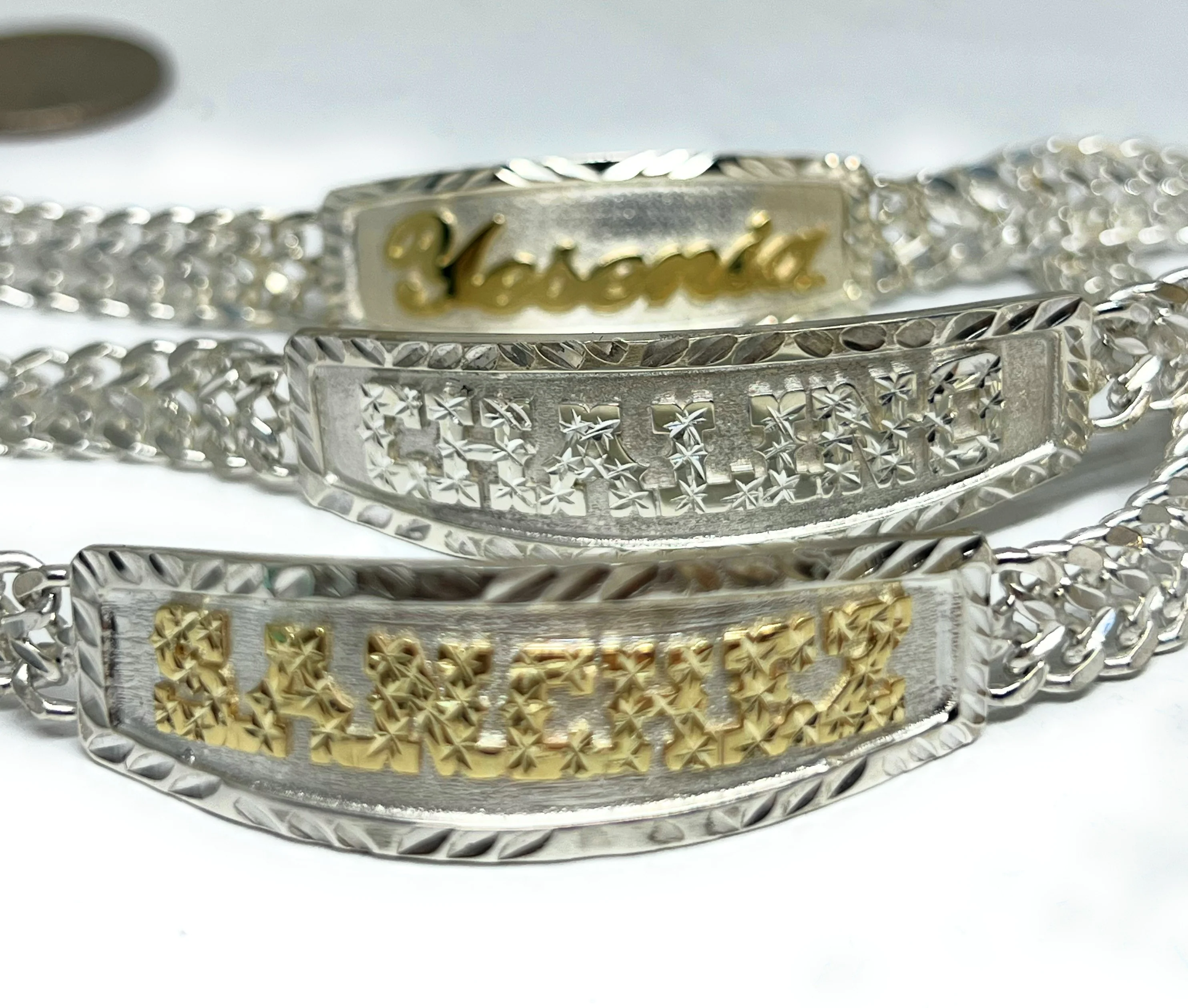 .925 Silver PETATILLO LINK SUPERIMPOSED (SOBREPUESTO) CUSTOMIZED 3D NAME BRRACELET 7-8 INCH - Image 12