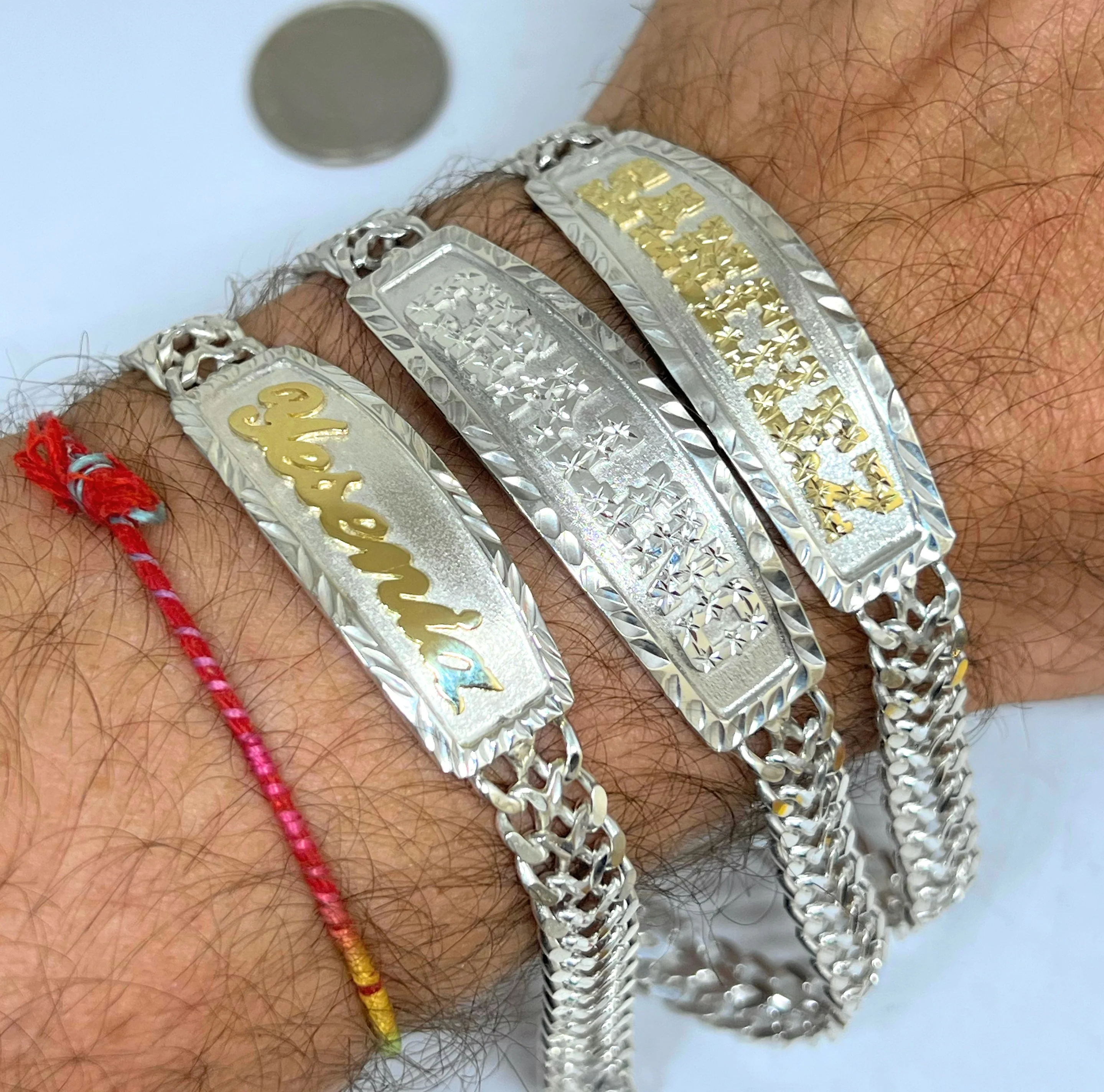 .925 Silver PETATILLO LINK SUPERIMPOSED (SOBREPUESTO) CUSTOMIZED 3D NAME BRRACELET 7-8 INCH - Image 2