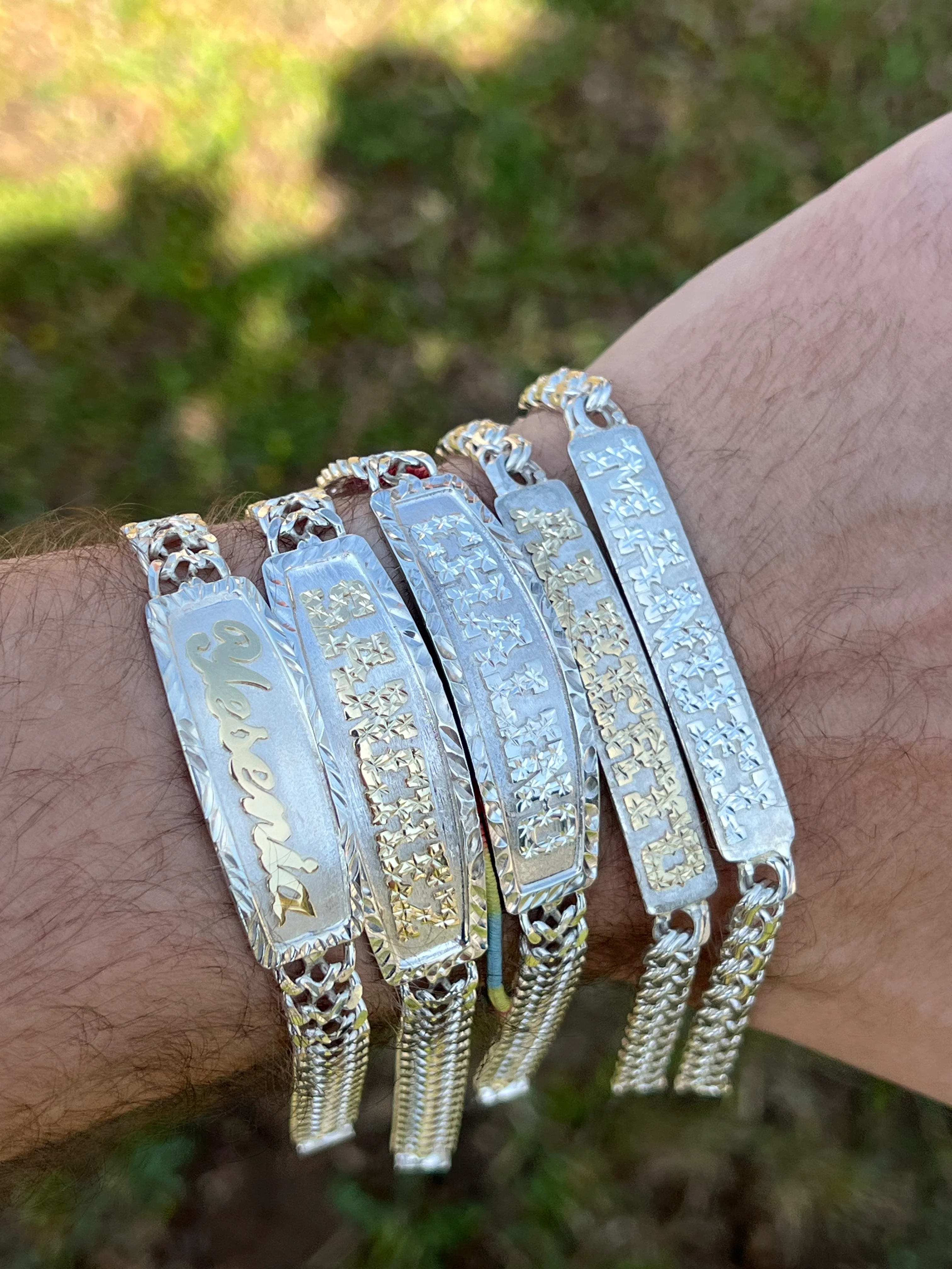 .925 Silver PETATILLO LINK SUPERIMPOSED (SOBREPUESTO) CUSTOMIZED 3D NAME BRRACELET 7-8 INCH - Image 4