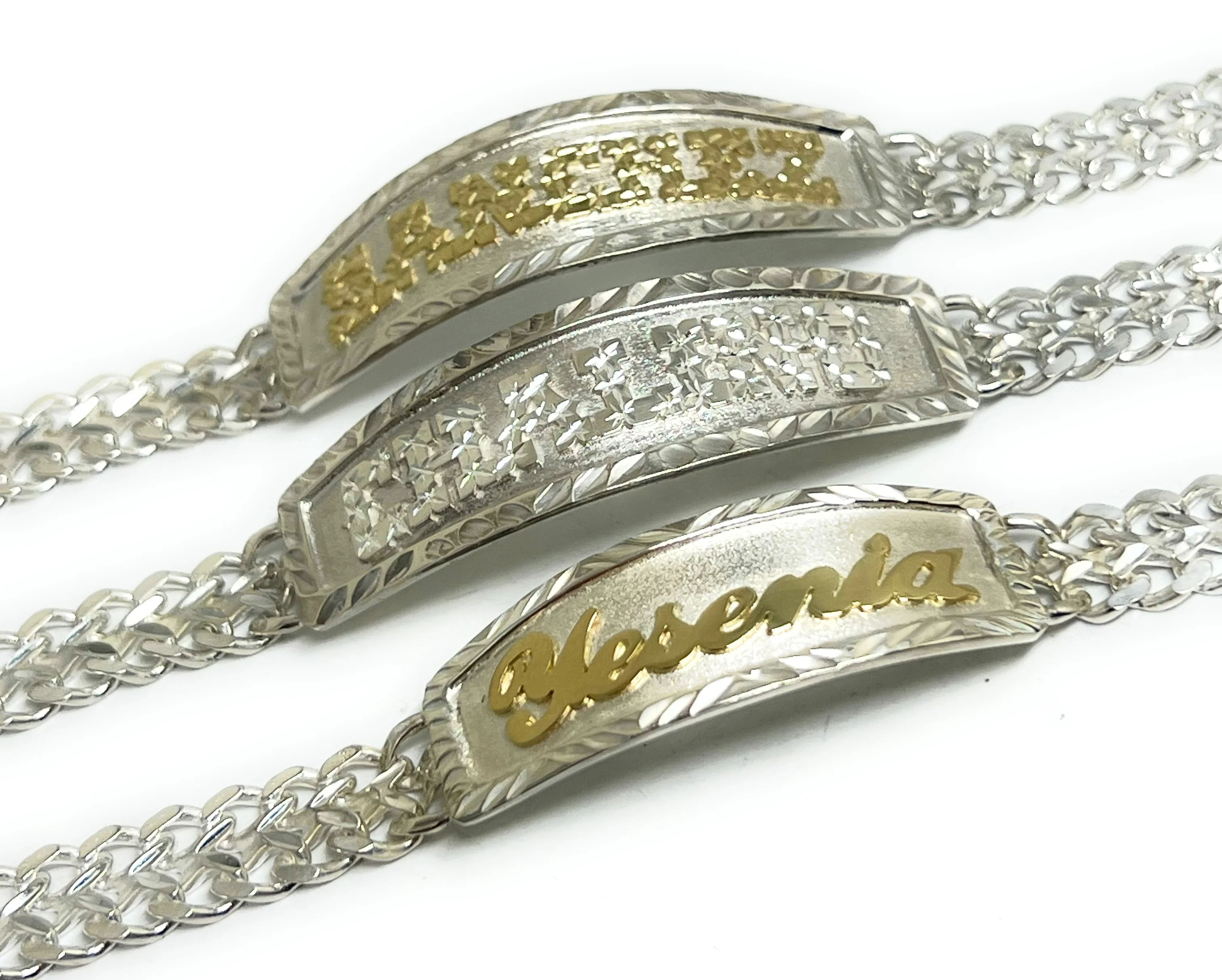.925 Silver PETATILLO LINK SUPERIMPOSED (SOBREPUESTO) CUSTOMIZED 3D NAME BRRACELET 7-8 INCH - Image 6