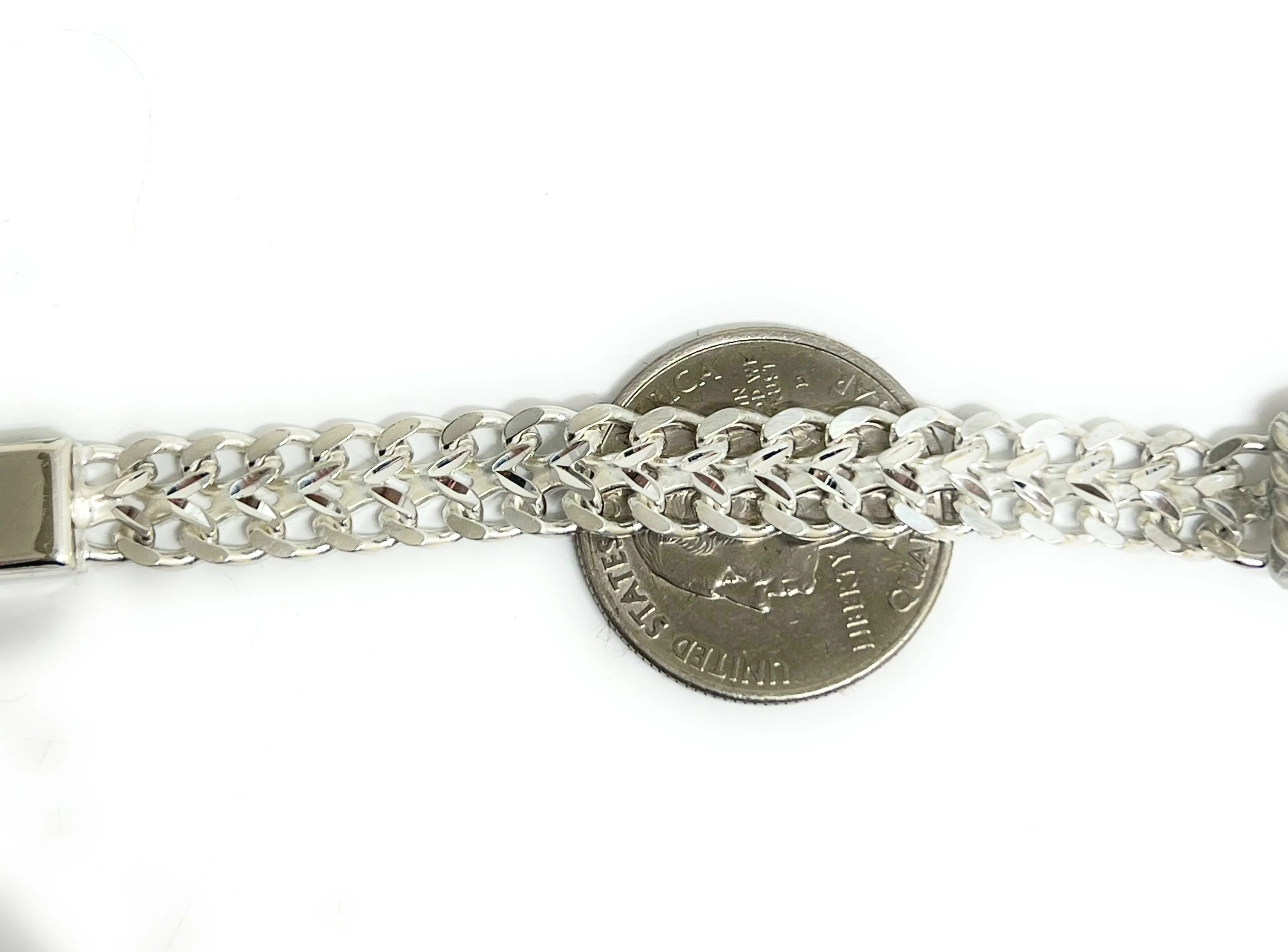 .925 Silver PETATILLO LINK SUPERIMPOSED (SOBREPUESTO) CUSTOMIZED 3D NAME BRRACELET 7-8 INCH - Image 7