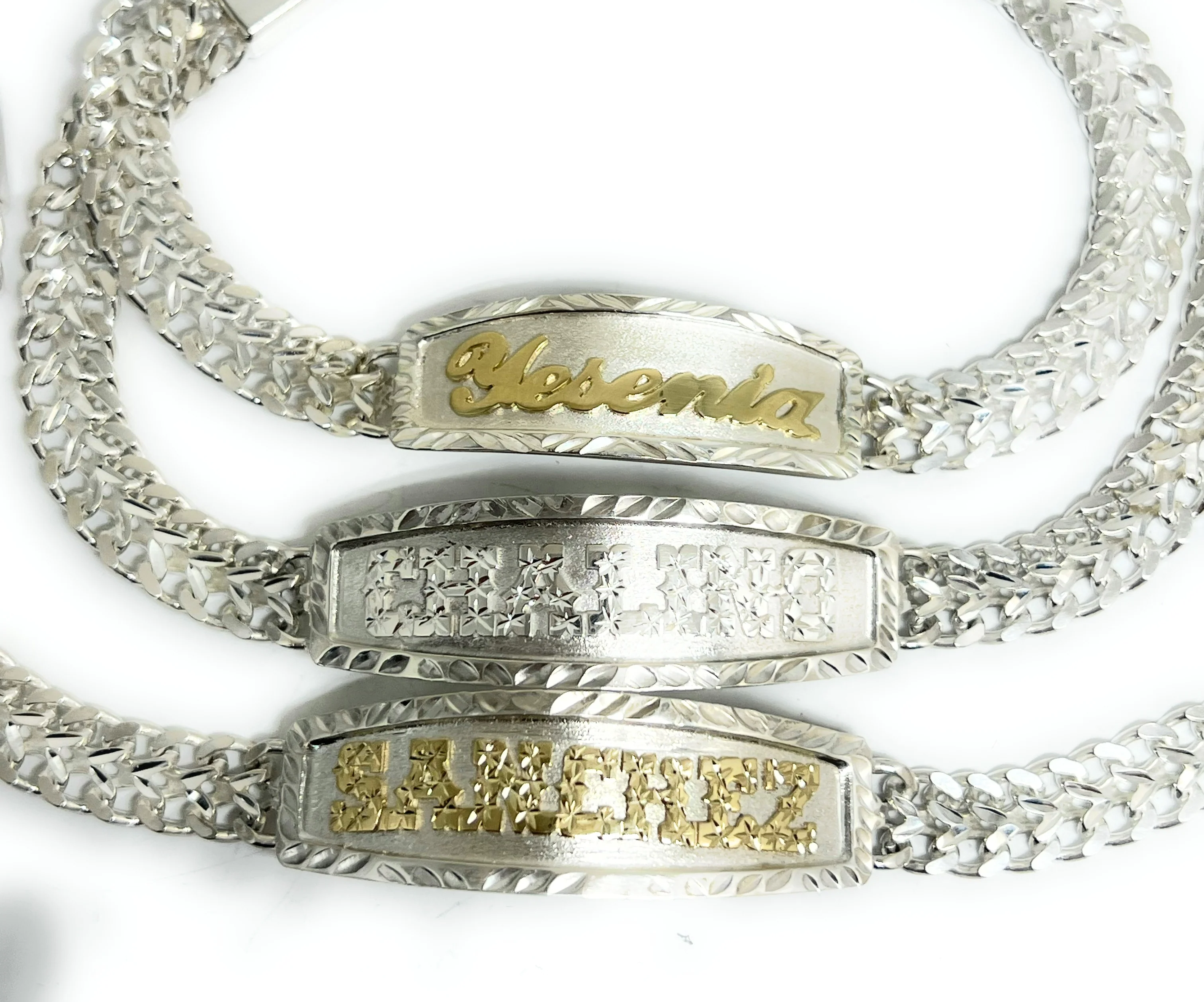 .925 Silver PETATILLO LINK SUPERIMPOSED (SOBREPUESTO) CUSTOMIZED 3D NAME BRRACELET 7-8 INCH - Image 8