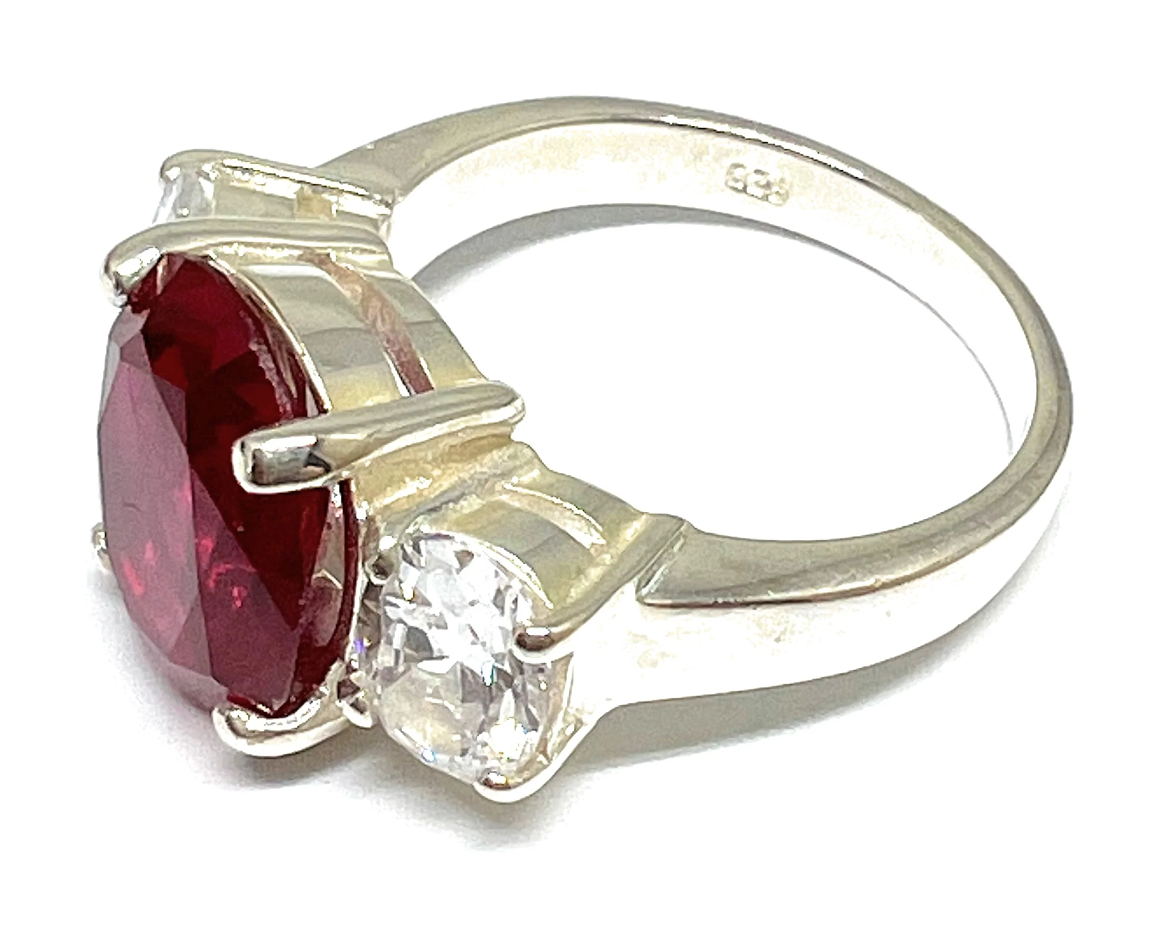 .925 Silver Red Cubic Zirconia Ring - Image 2