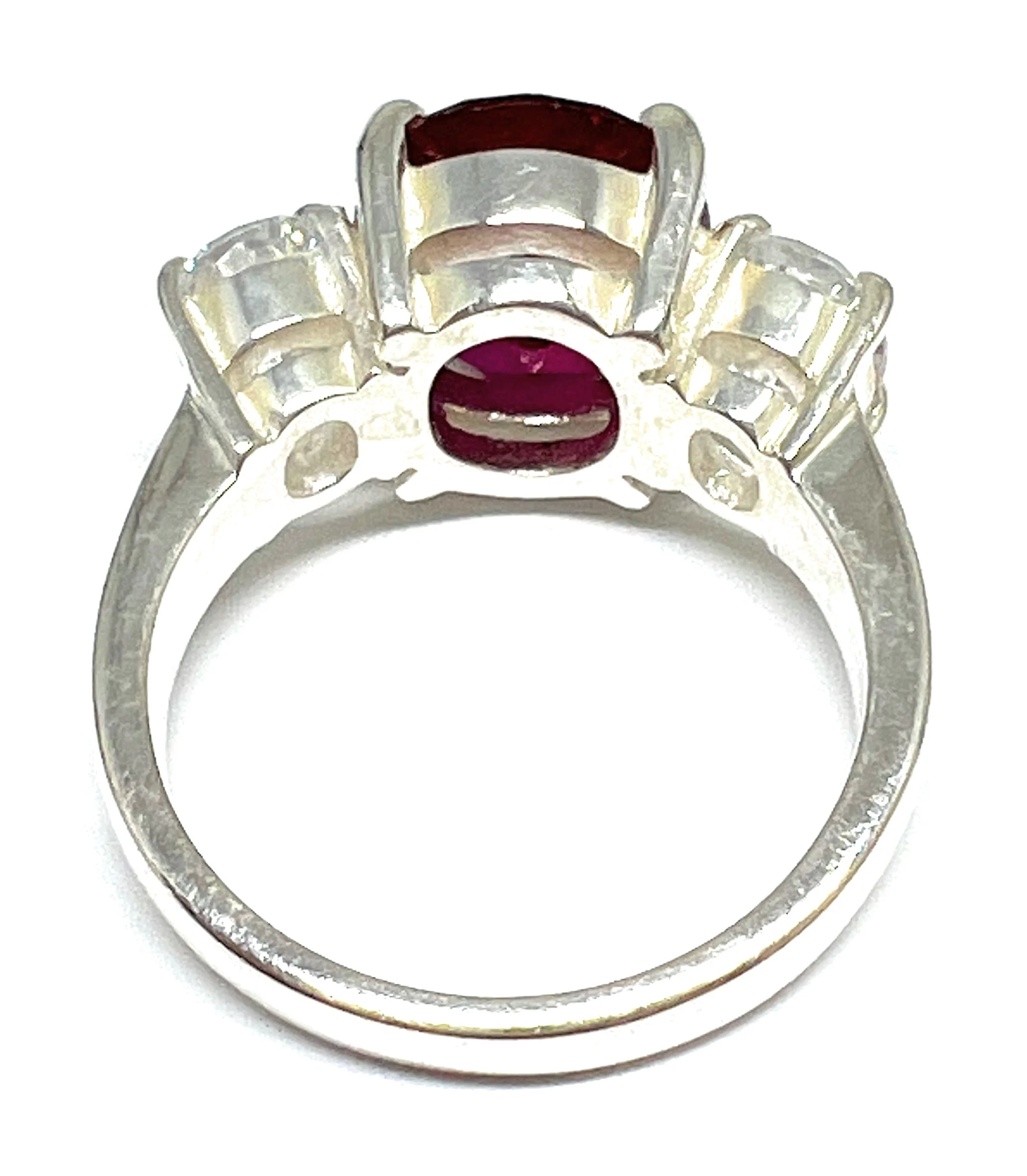 .925 Silver Red Cubic Zirconia Ring - Image 3