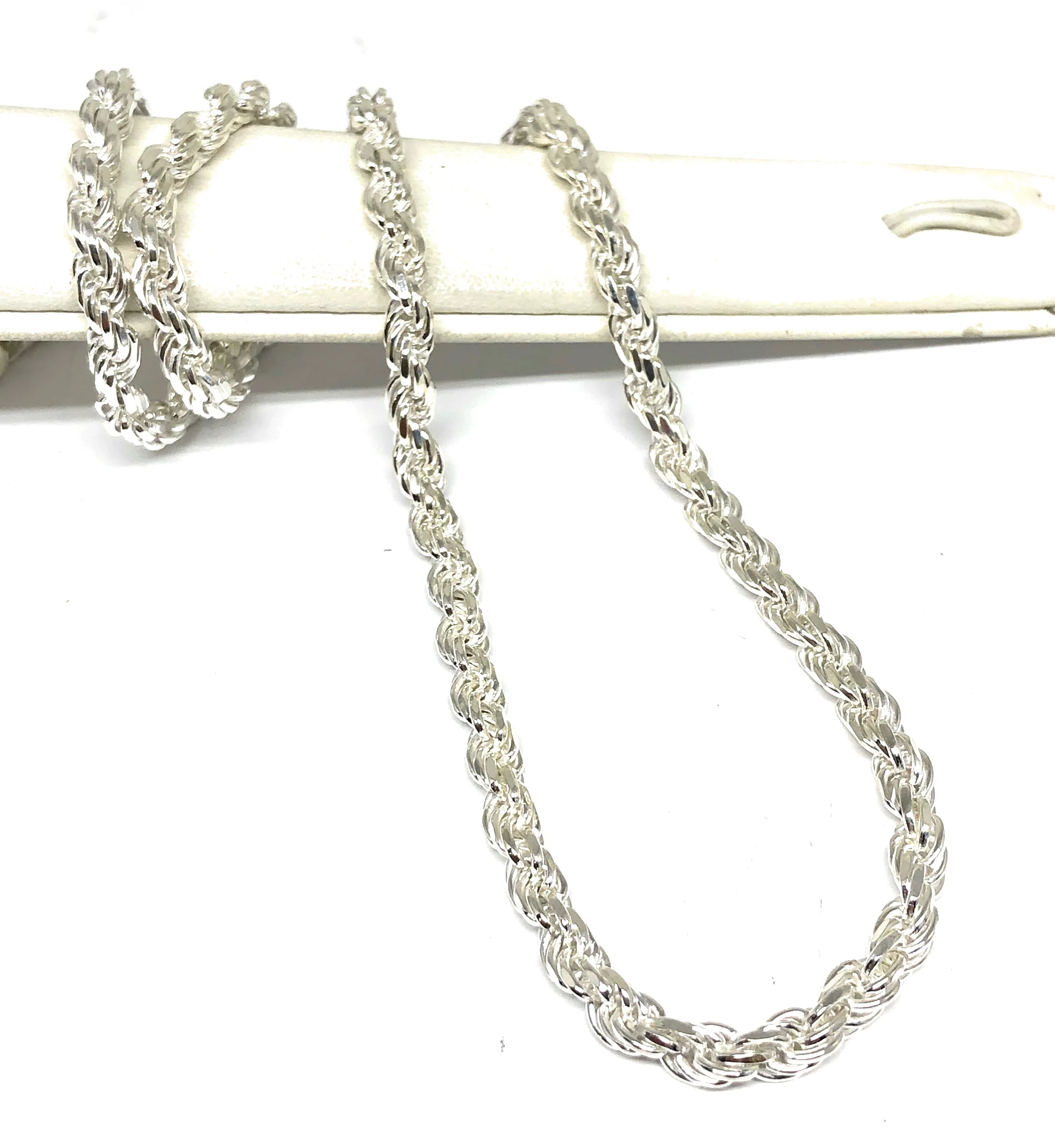 .925 Silver Rope Chain 24-26 inch 5mm Width