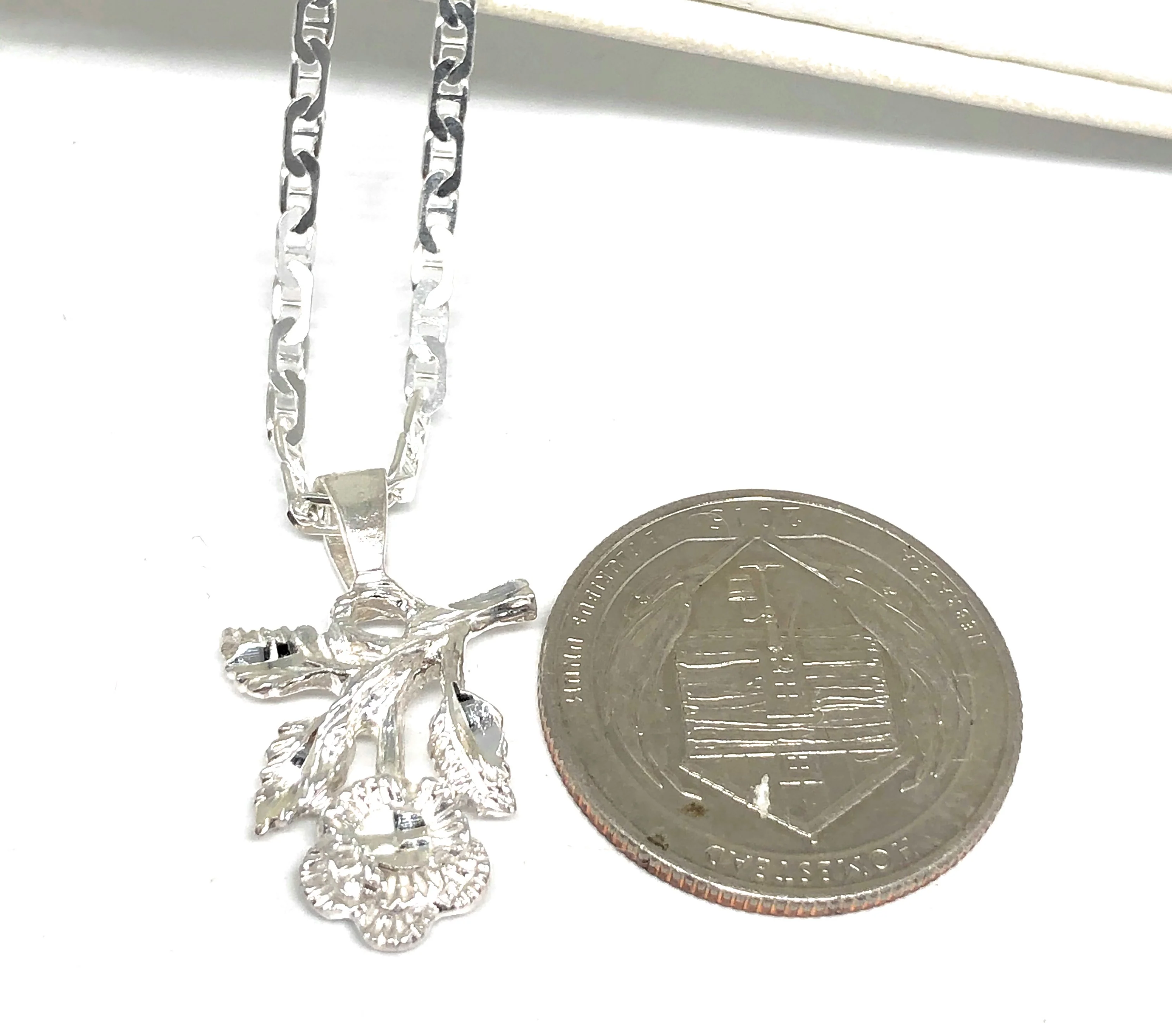 .925 Silver Rose Pendant Necklace with Chain Options - Image 2