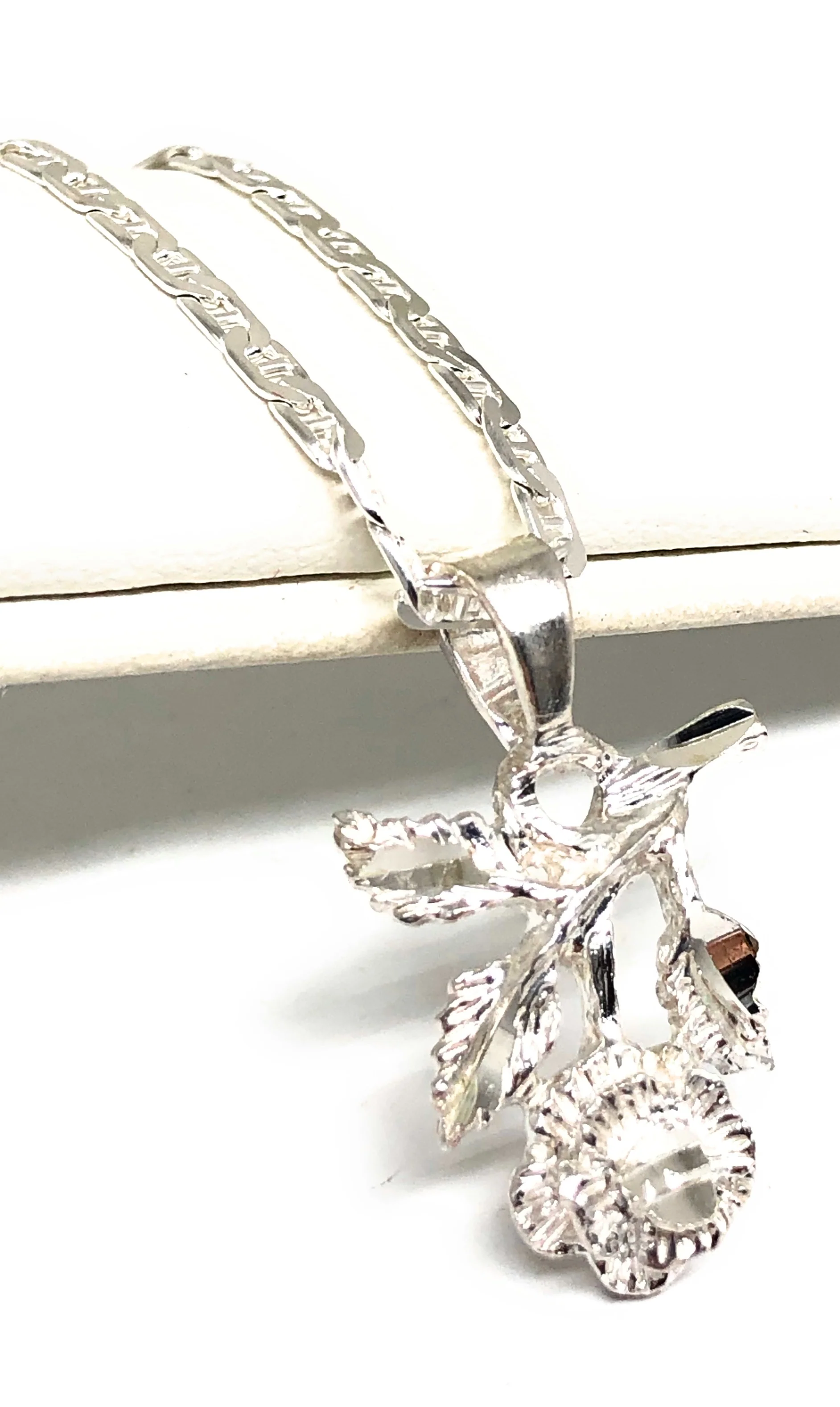 .925 Silver Rose Pendant Necklace with Chain Options - Image 3