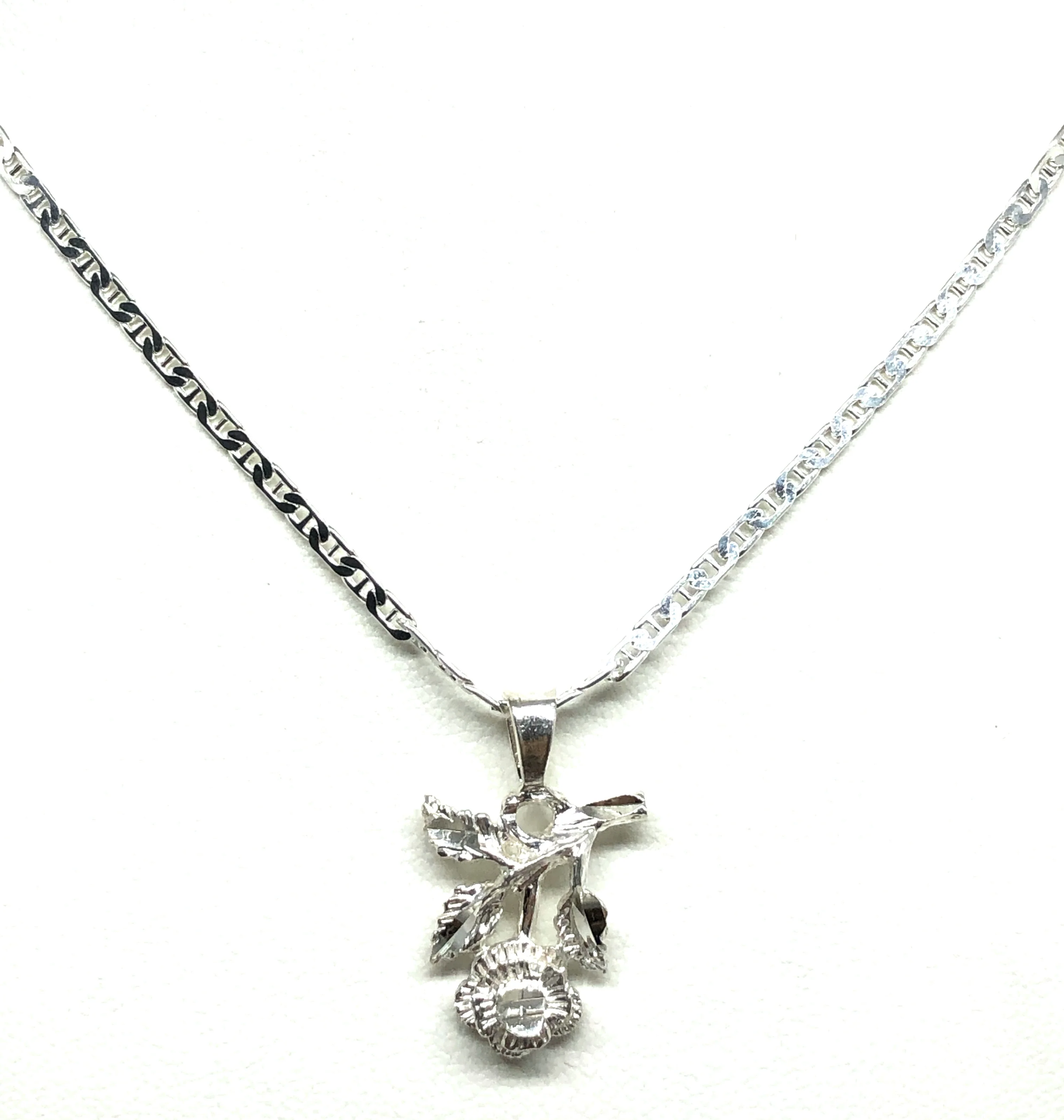 .925 Silver Rose Pendant Necklace with Chain Options - Image 5