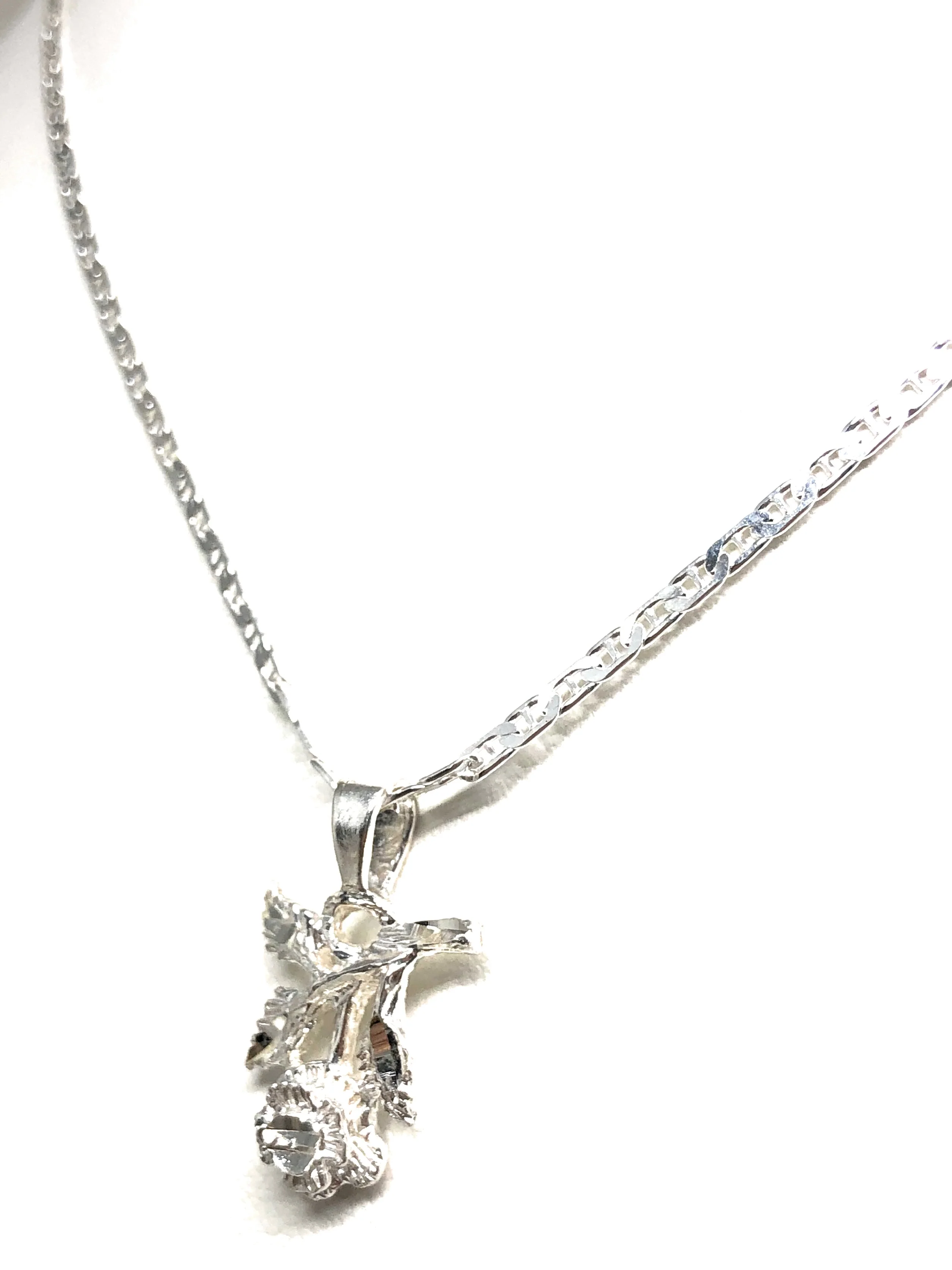 .925 Silver Rose Pendant Necklace with Chain Options - Image 6