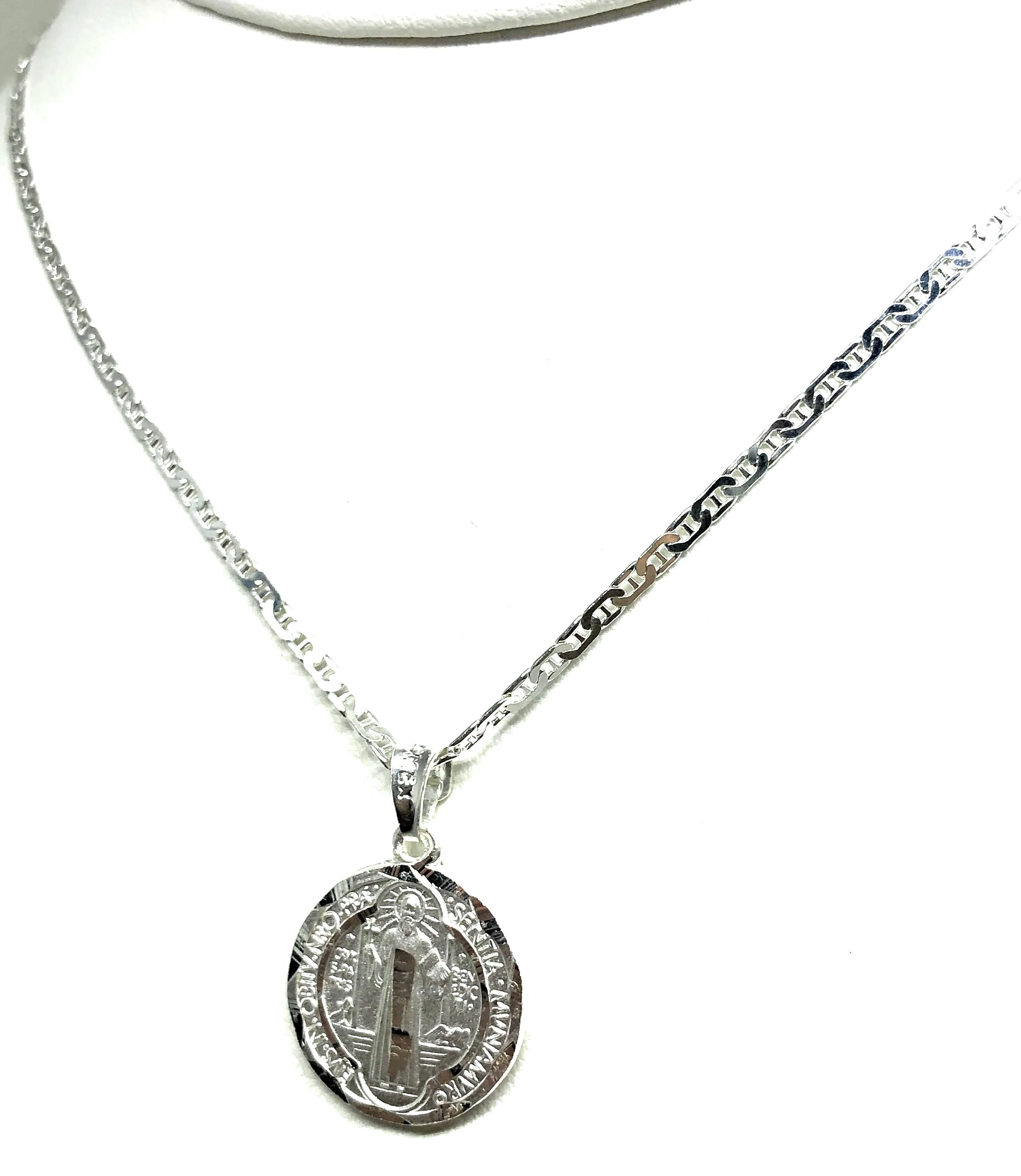 .925 Silver Saan Bennito Saaint Benedict Pendant Necklace with Chain Options - Image 4