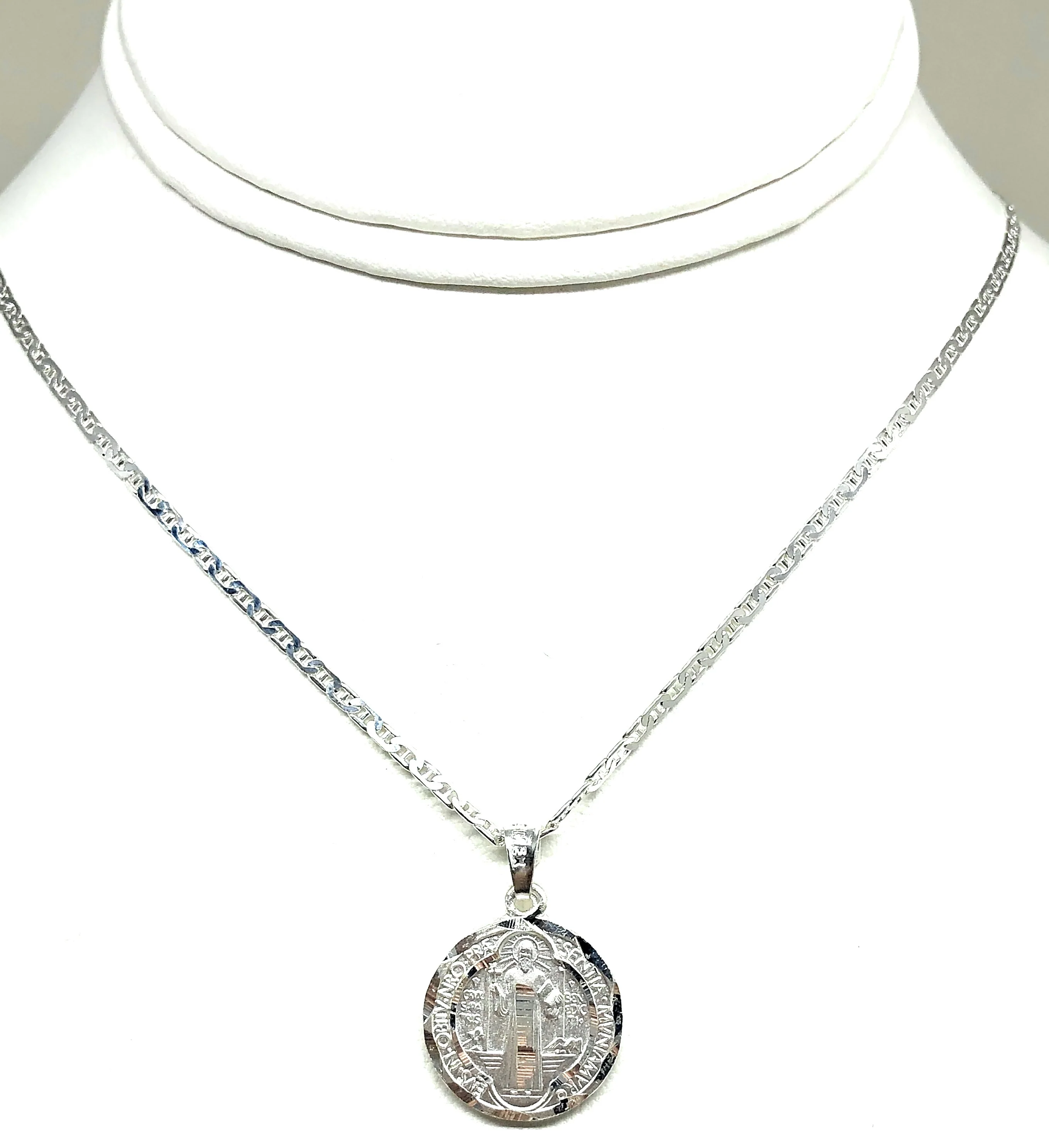 .925 Silver Saan Bennito Saaint Benedict Pendant Necklace with Chain Options - Image 6