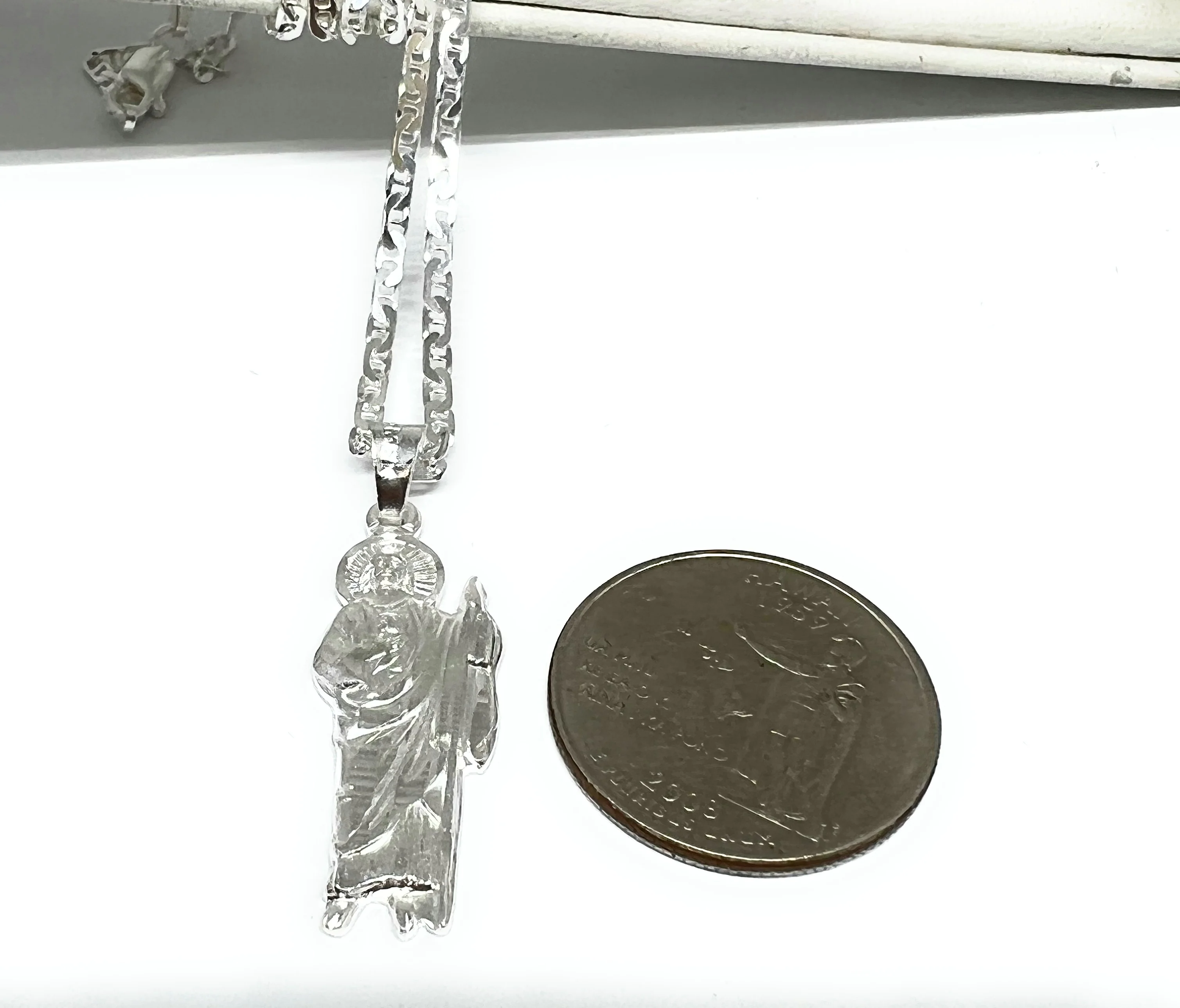.925 Silver Saan Judas Pendant Necklace with Chain Options (SM) - Image 2