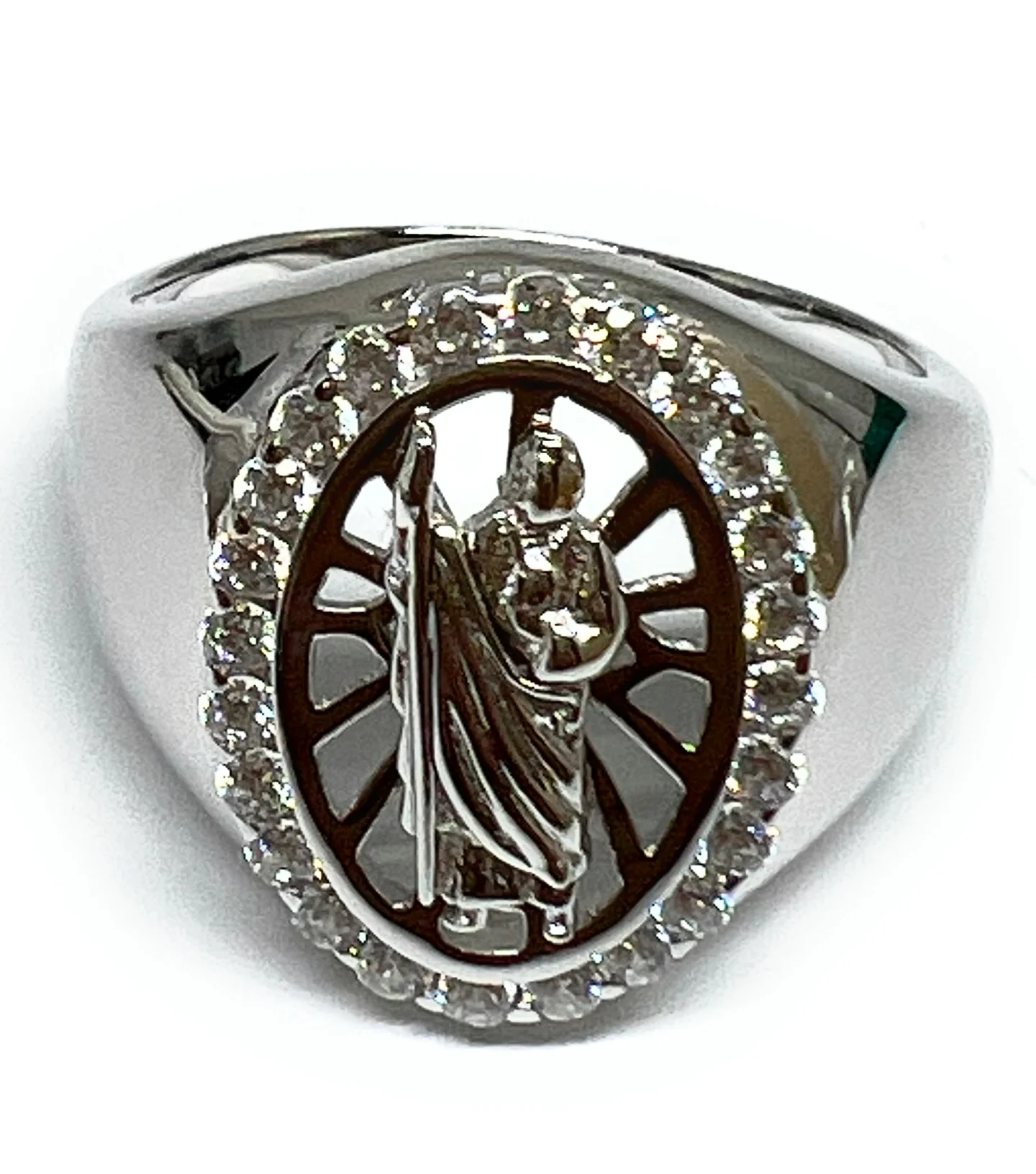.925 Silver Saan Judas Saaint Jude CZ Ring