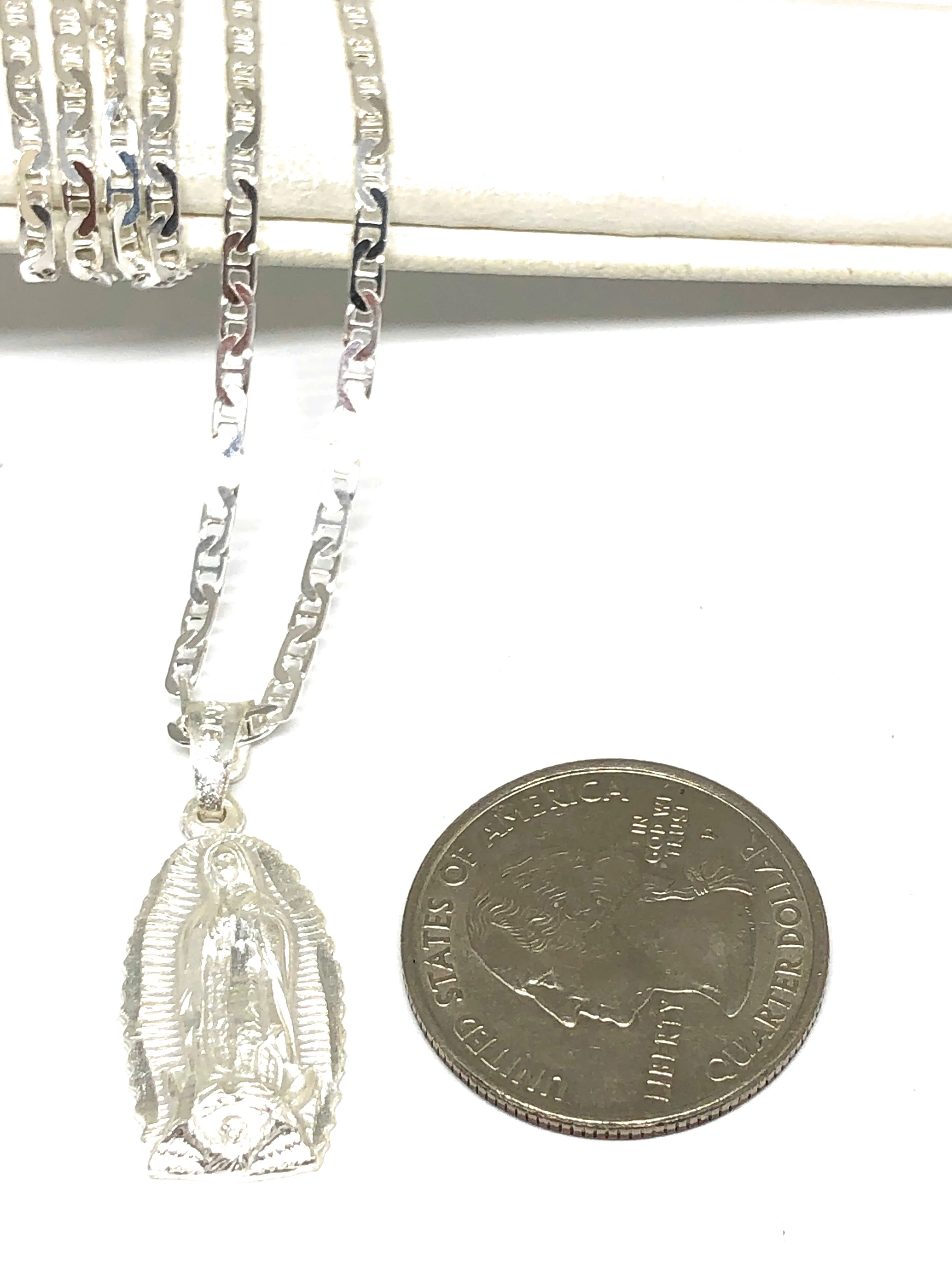 .925 Silver Virrgin Marry Classic Pendant Necklace with Chain Options - Image 2