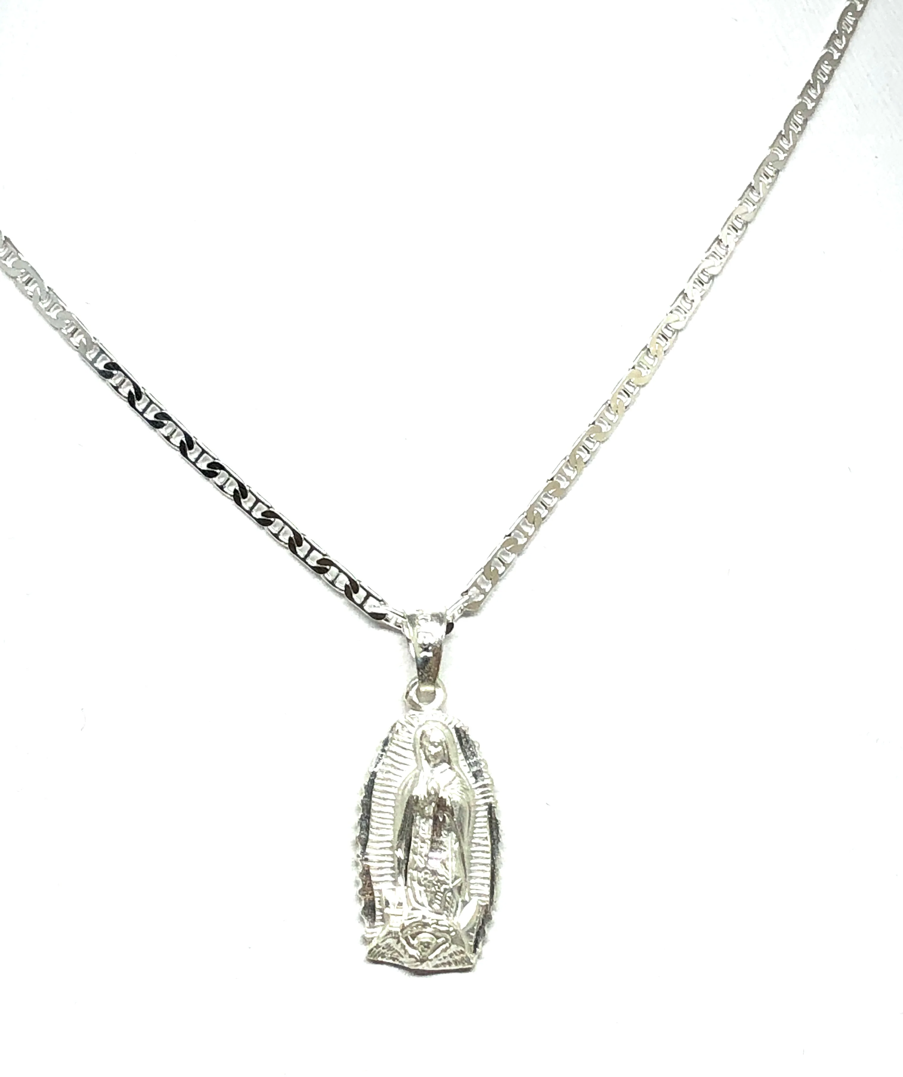 .925 Silver Virrgin Marry Classic Pendant Necklace with Chain Options - Image 3