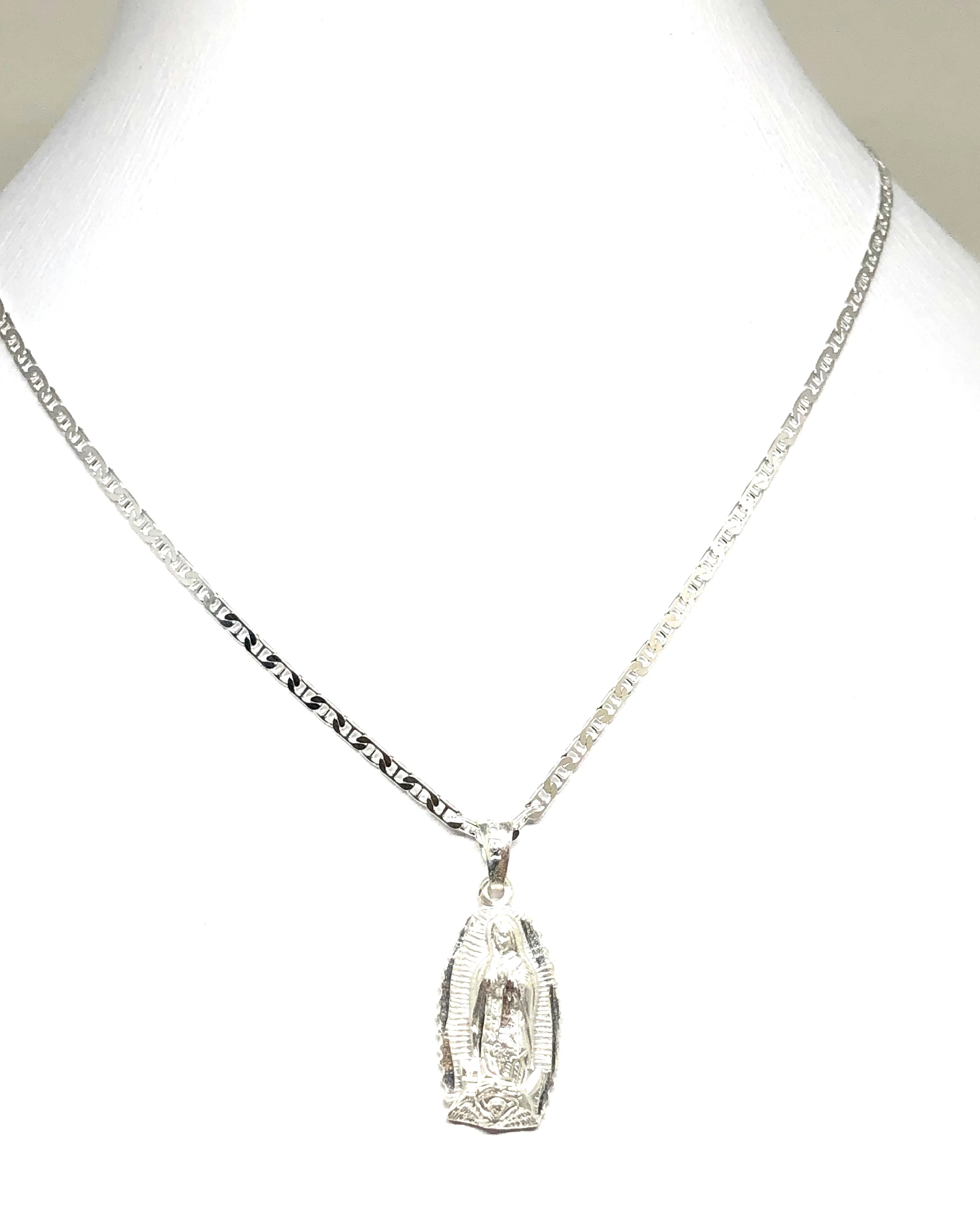 .925 Silver Virrgin Marry Classic Pendant Necklace with Chain Options - Image 4
