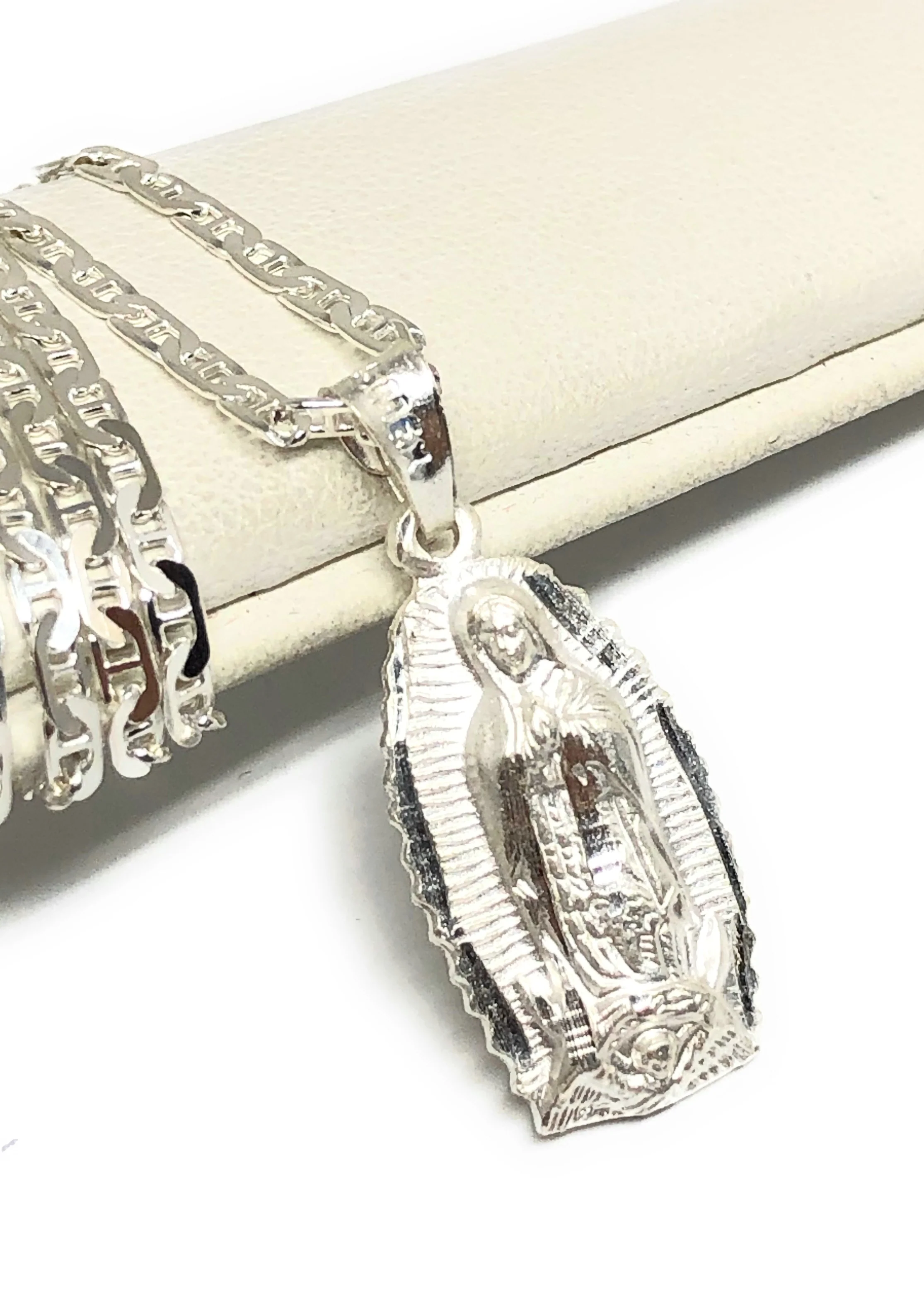 .925 Silver Virrgin Marry Classic Pendant Necklace with Chain Options - Image 5