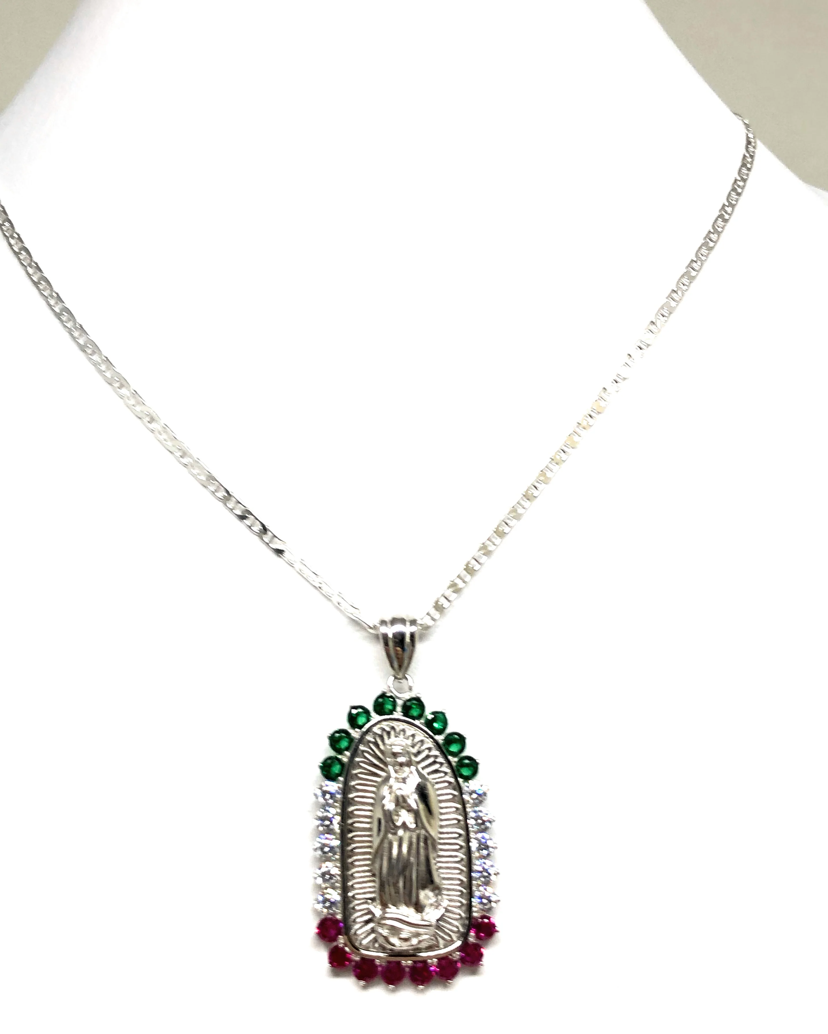 .925 Silver Virrgin Marry Pendant CZ Necklace with Chain Options - Image 6