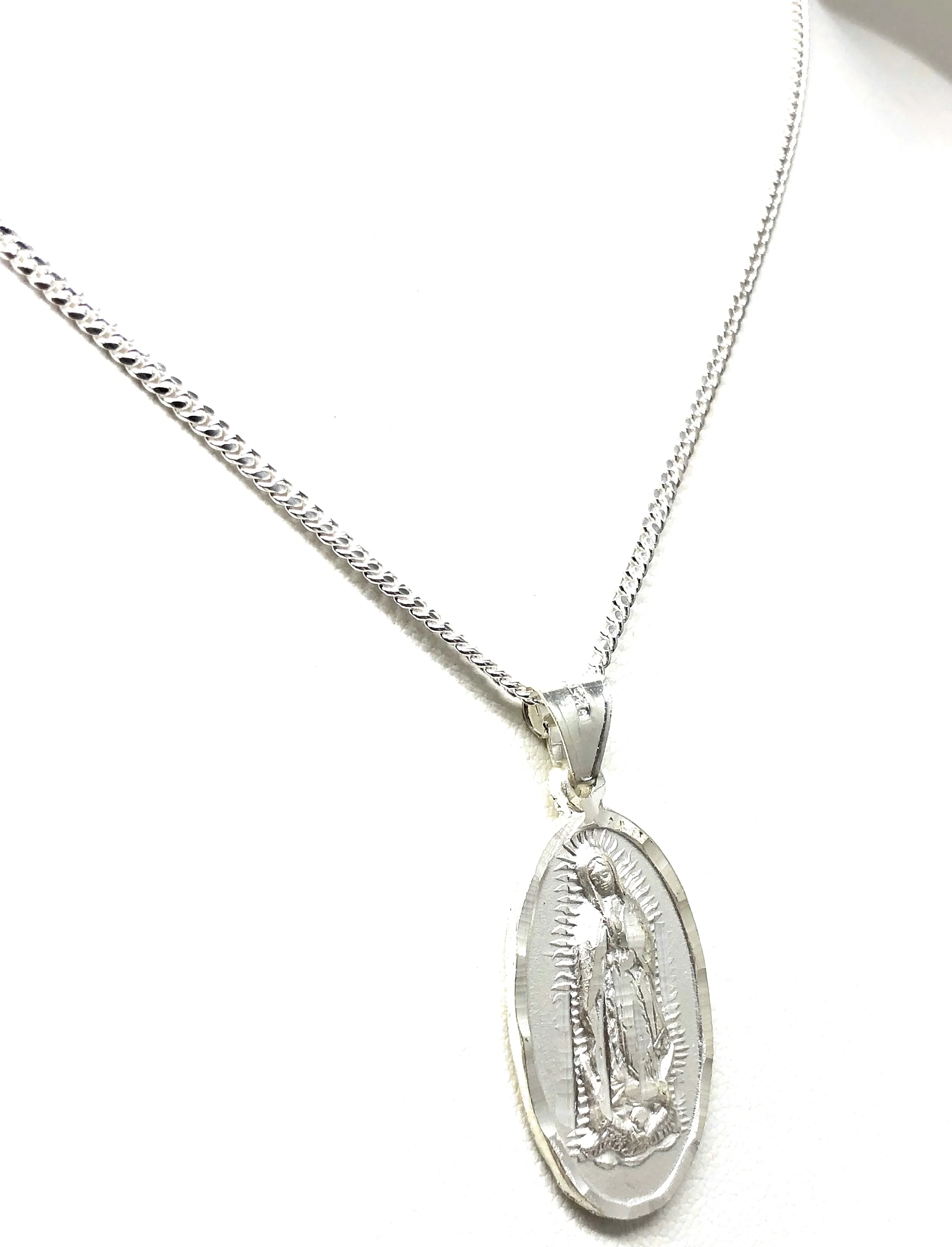 .925 Silver Virrgin Marry Pendant Necklace with Chain Options - Image 7