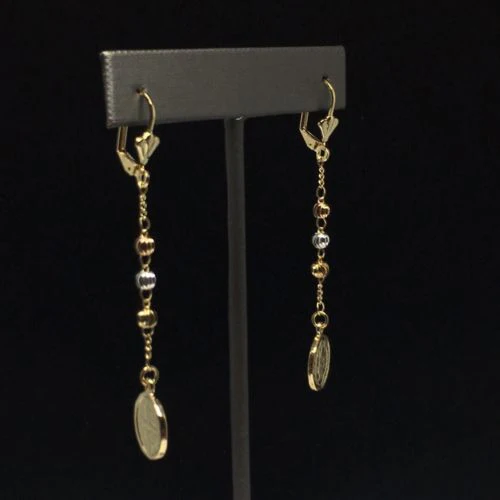 Gold Plated Tri-Color San Benito Saint Benedict Earrings / Aretes De Oro Laminado De San Benito Tres Colores - Image 8