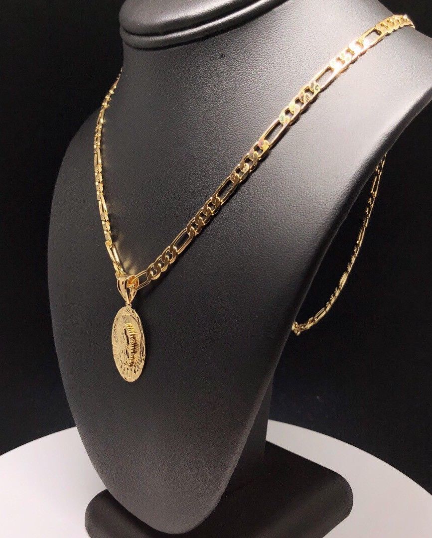 Gold Plated Small Virgin Mary Pendant with 26" Chain / Virgen De Guadalupe Medalla Cadena De 26” Oro Laminado - Image 10