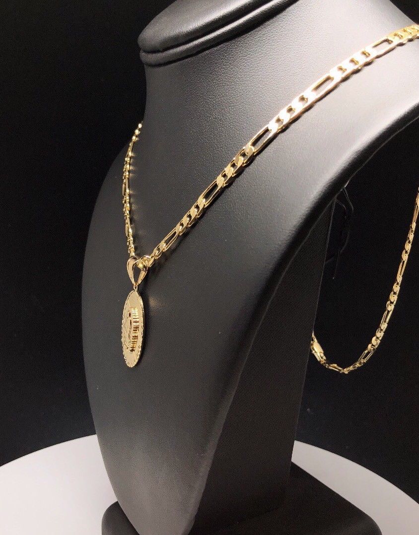 Gold Plated Small Virgin Mary Pendant with 24" Chain Virgen De Guadalupe Medalla - Image 10