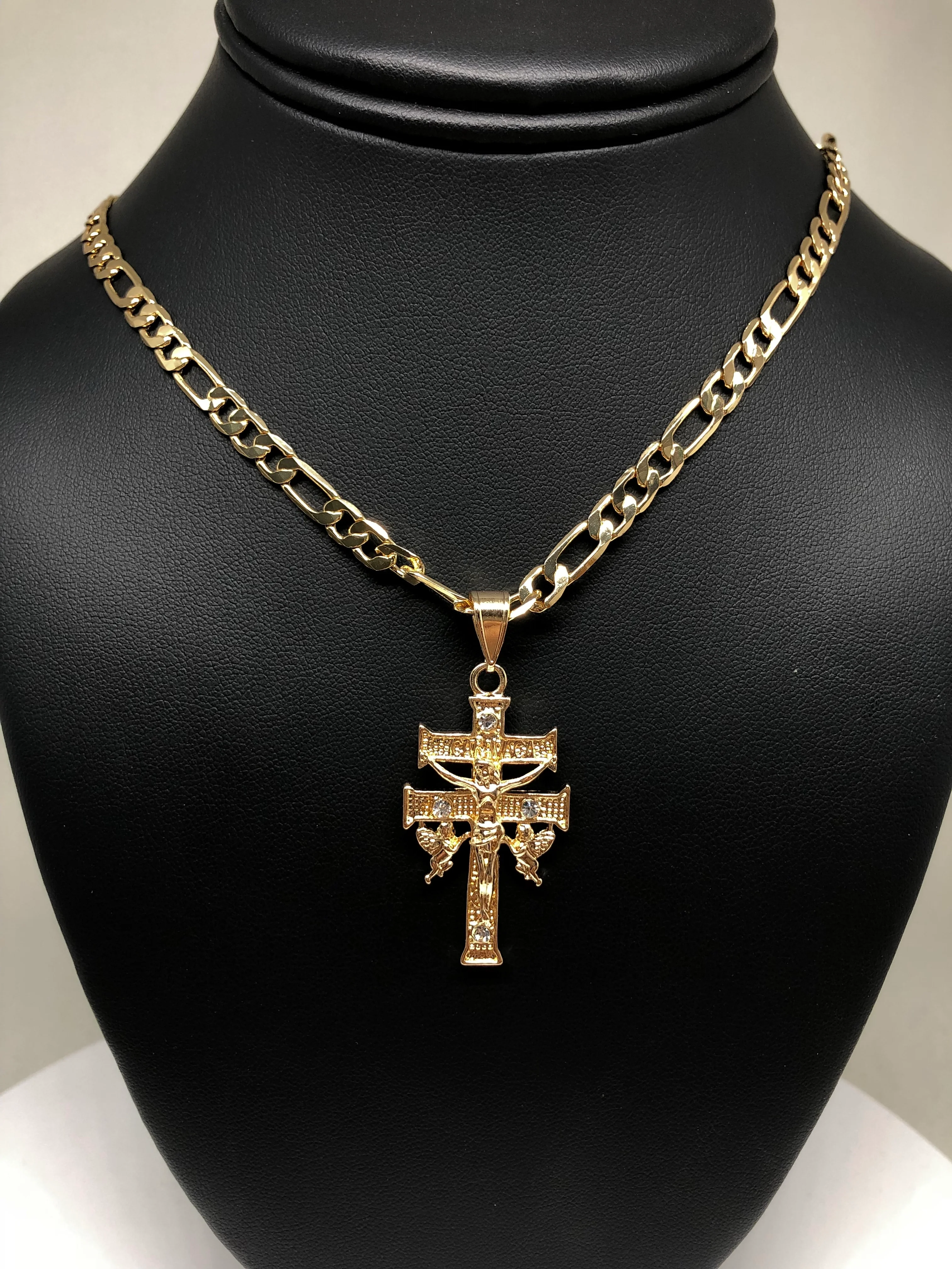 Gold Plate Caravaca Cross Jesus Crucifix 26" Chain / Caravaca Cruz Crucifijo Cadena Oro Lamindo 26" - Image 5