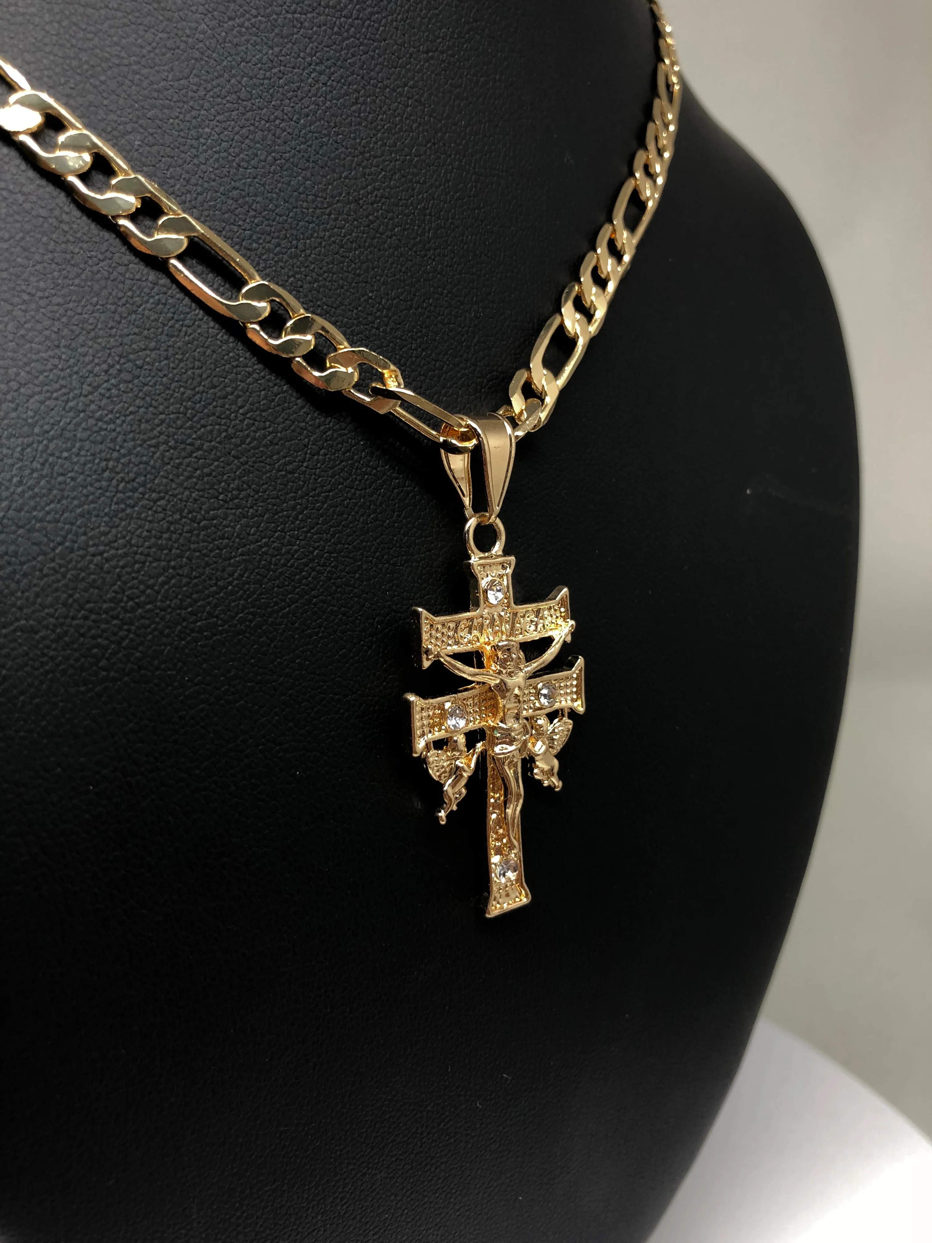 Gold Plate Caravaca Cross Jesus Crucifix 26" Chain / Caravaca Cruz Crucifijo Cadena Oro Lamindo 26" - Image 7