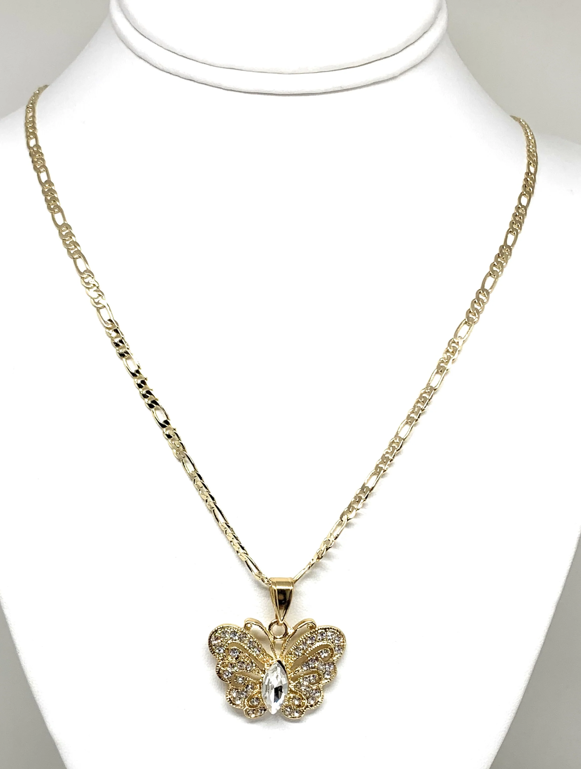 Gold Plated Butterfly CZ Pendant Necklace Chain 24” - Image 4