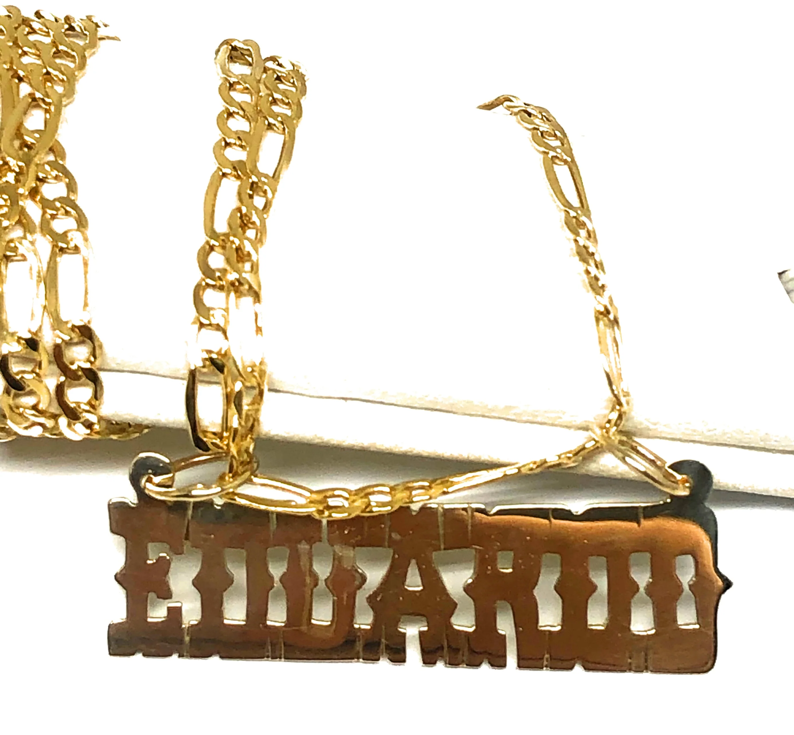 10k Solid Gold Yellow Custom Nameplate Pendant Necklace with Chain Options - Image 14