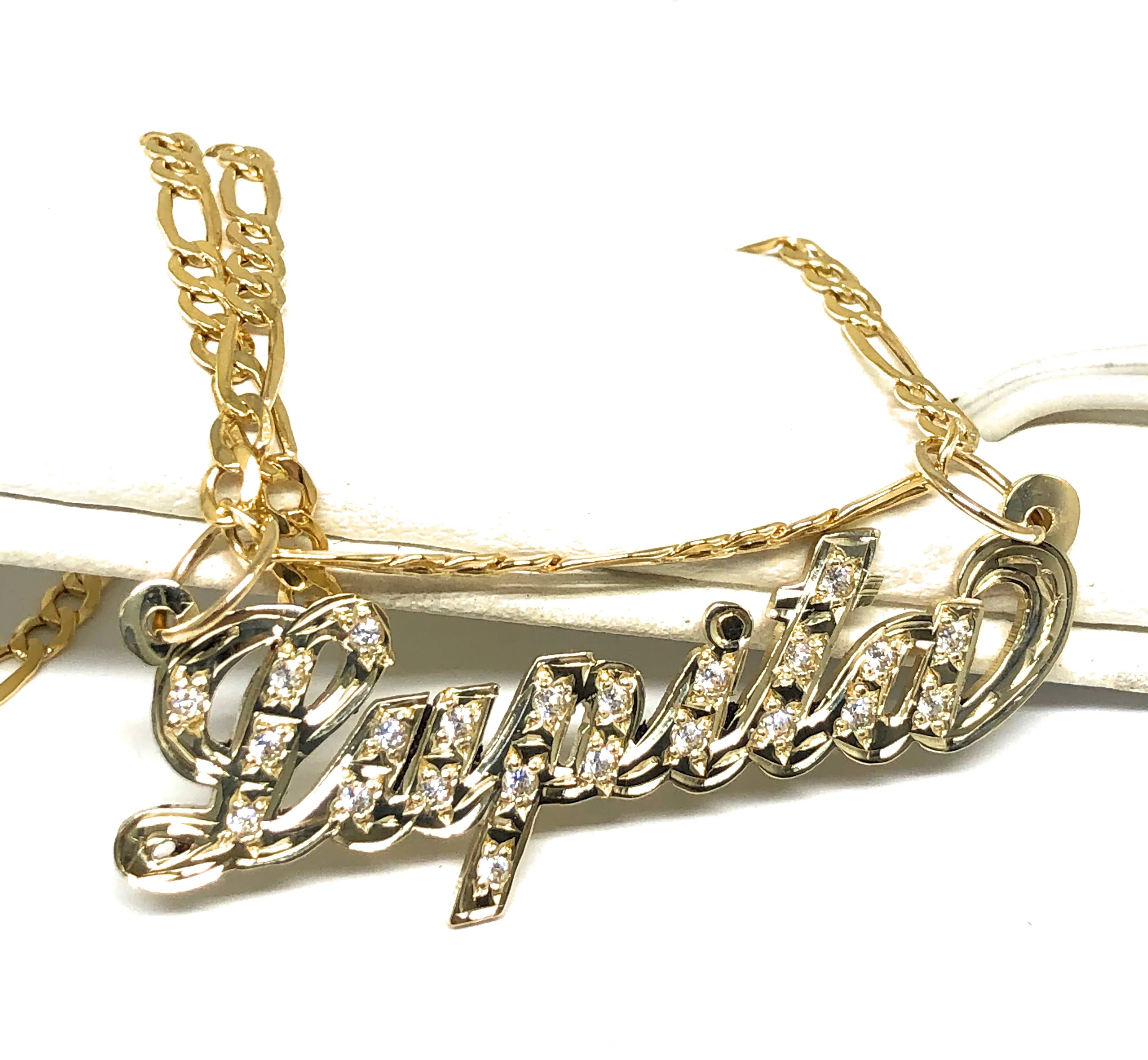 10k Solid Gold Yellow Custom Nameplate Pendant Necklace with Chain Options - Image 15