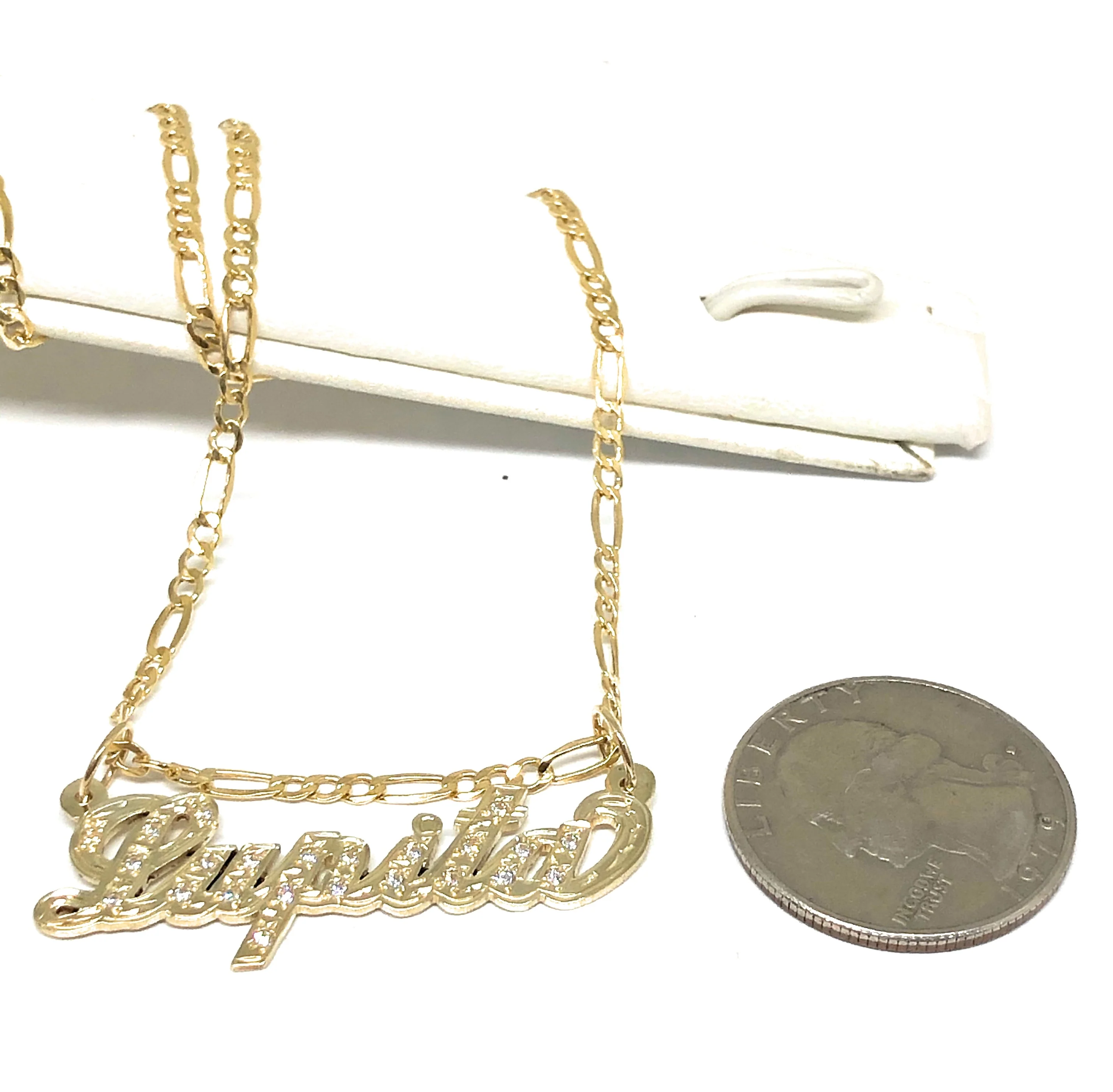 10k Solid Gold Yellow Custom Nameplate Pendant Necklace with Chain Options - Image 16