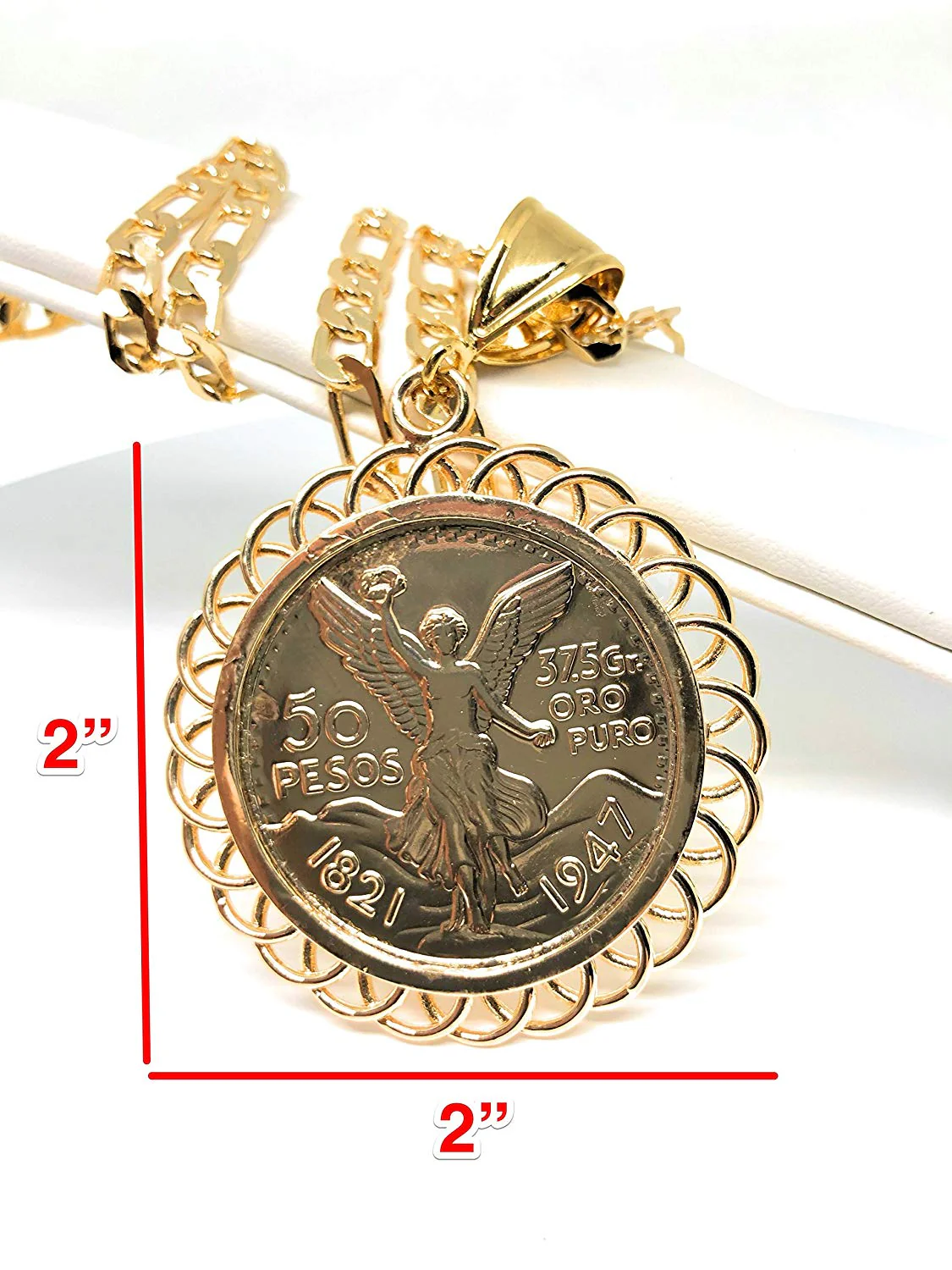 Gold Plated Jewelry Gold Plated Mexican Coin Mexican Centenario Mexicano Replica de Oro Laminado Con Cadena de 26" - Image 2
