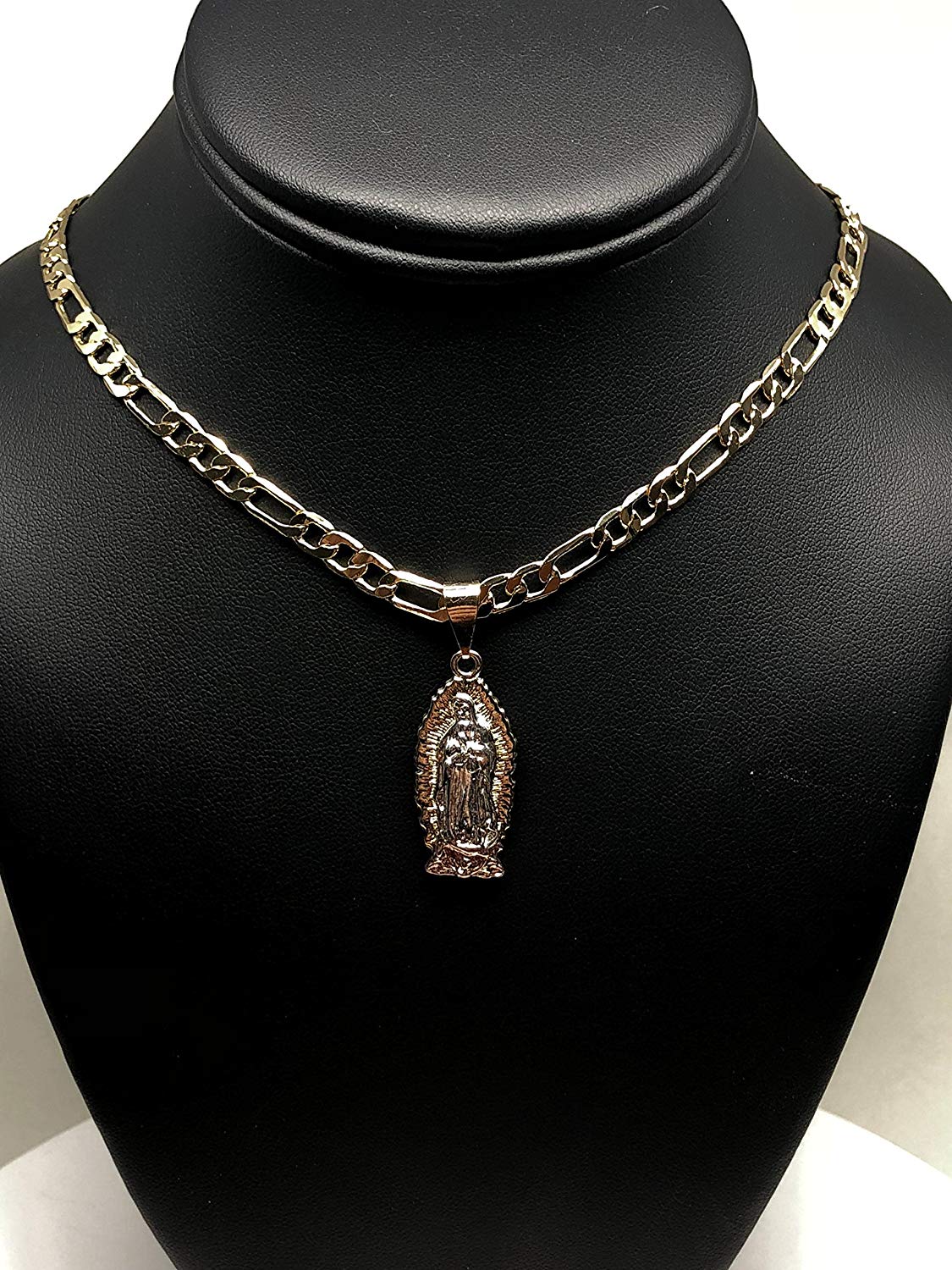 Gold Plated Tri-Color Virgin Mary Necklace Pendant Virgen de Guadalupe Medalla Tres Colores Cadena 24” - Image 4