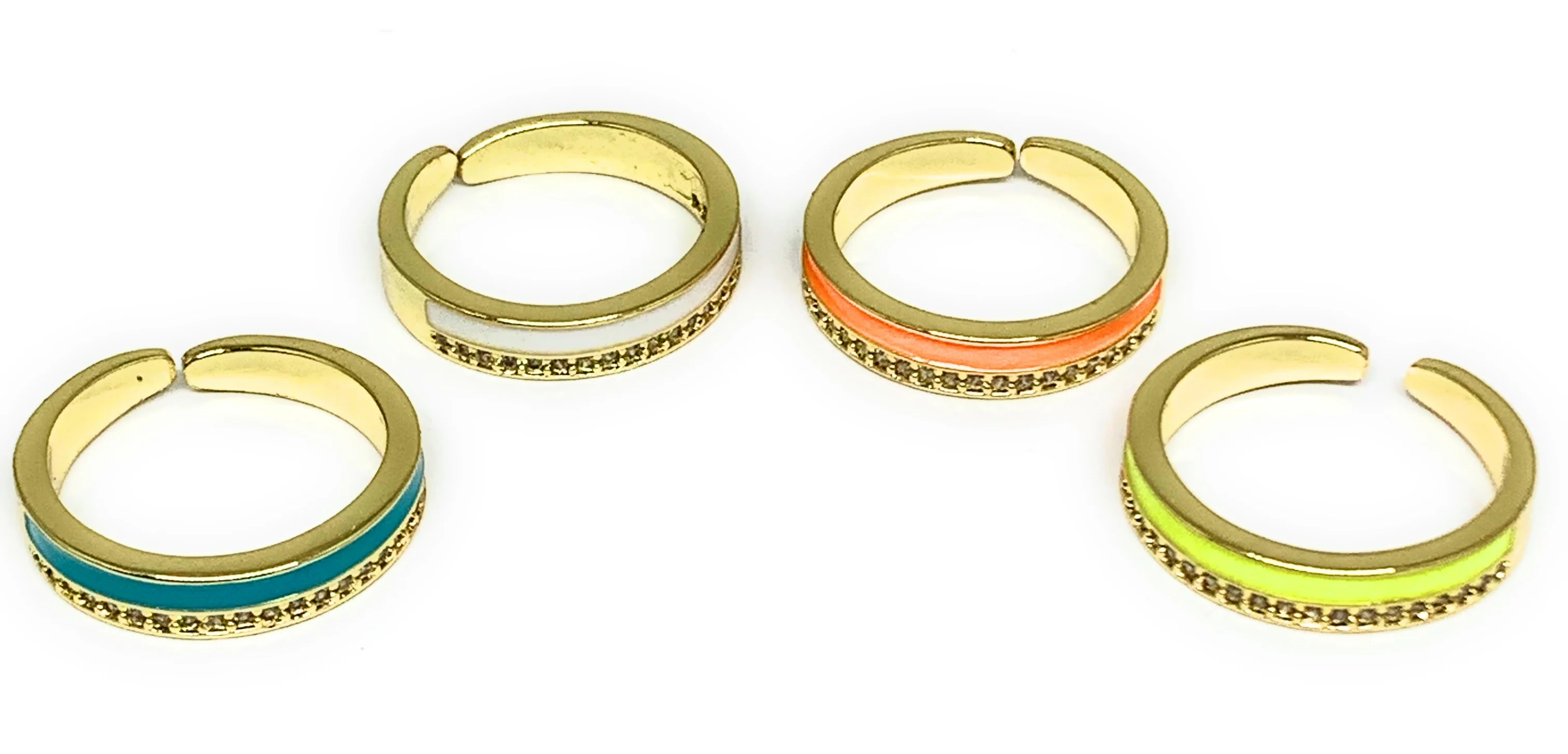 Gold Plated Adjustable Colorful Band Ring Anillo (WHITE, YELLOW, ORANGE, BLUE)