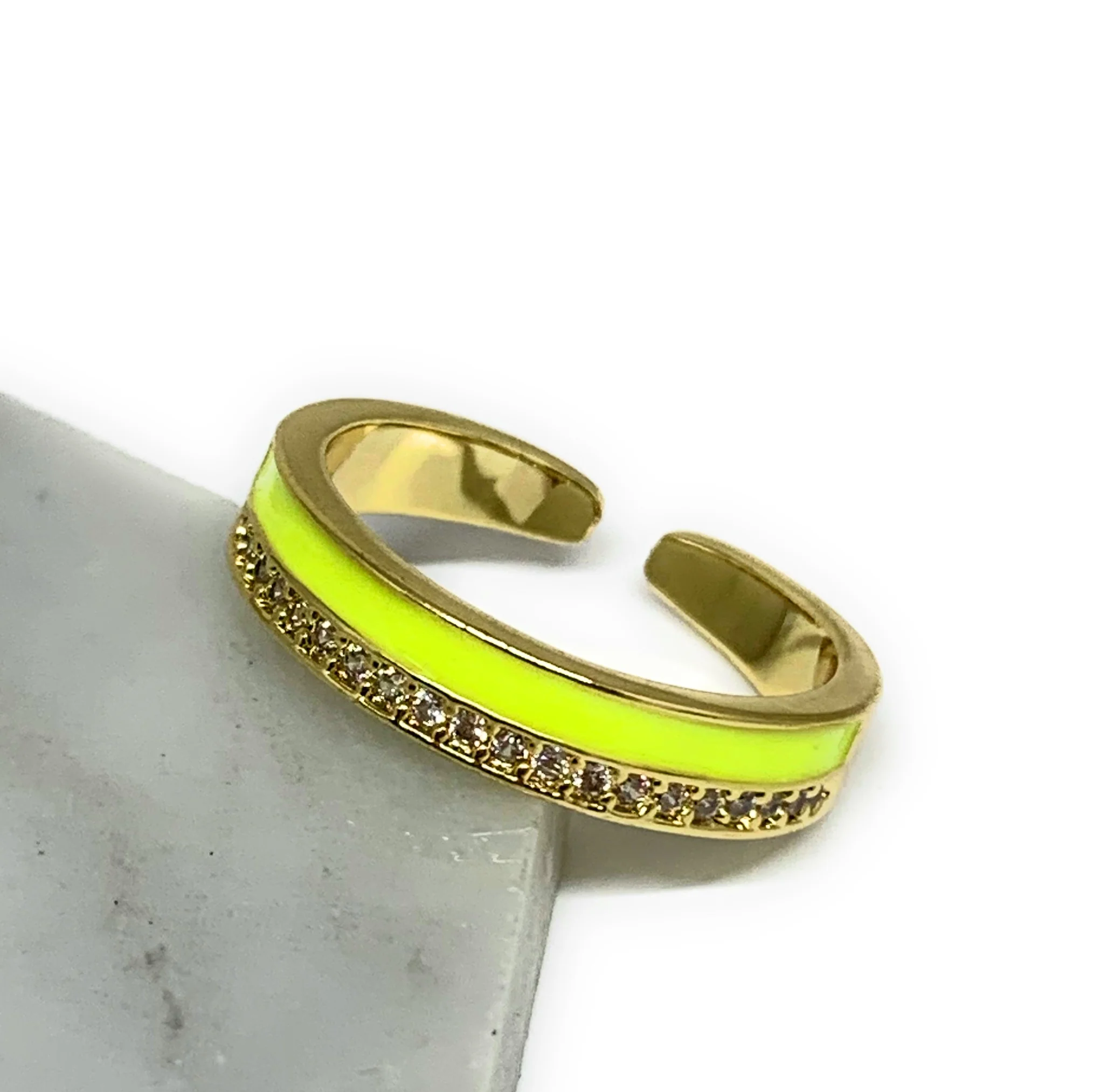 Gold Plated Adjustable Colorful Band Ring Anillo (WHITE, YELLOW, ORANGE, BLUE) - Image 2