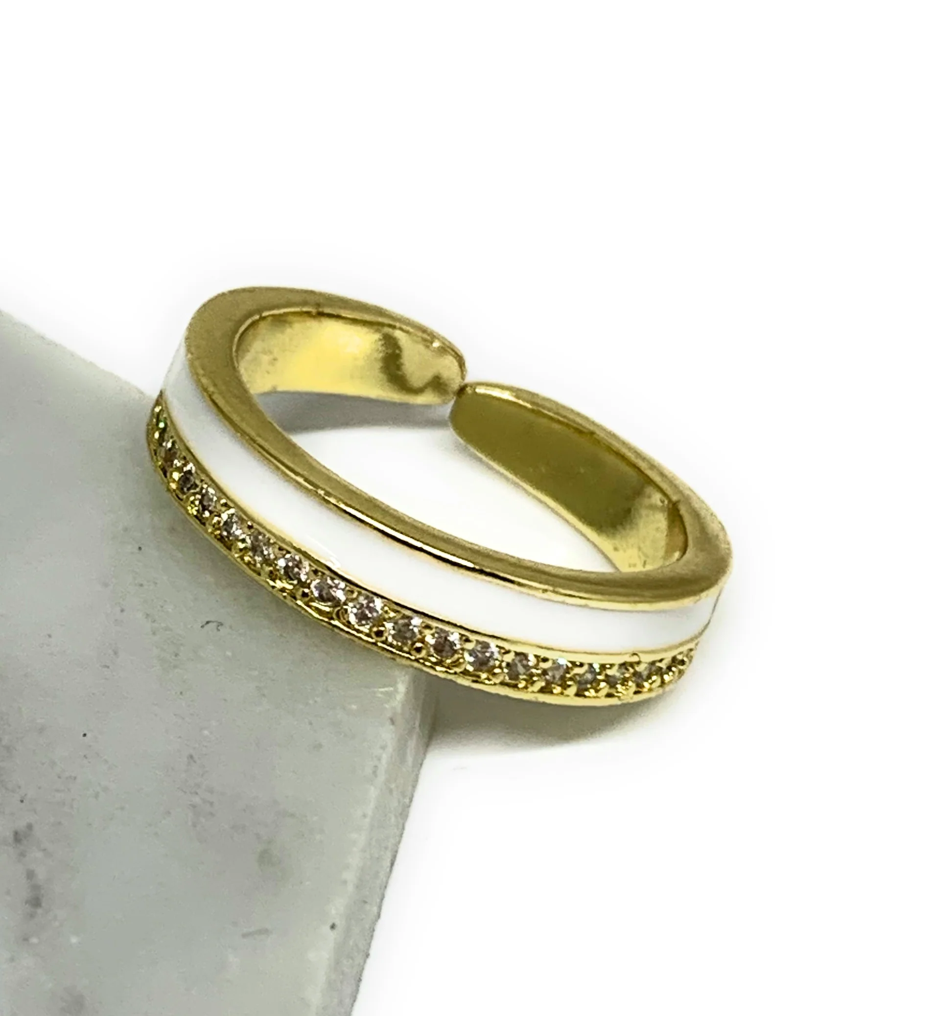 Gold Plated Adjustable Colorful Band Ring Anillo (WHITE, YELLOW, ORANGE, BLUE) - Image 3