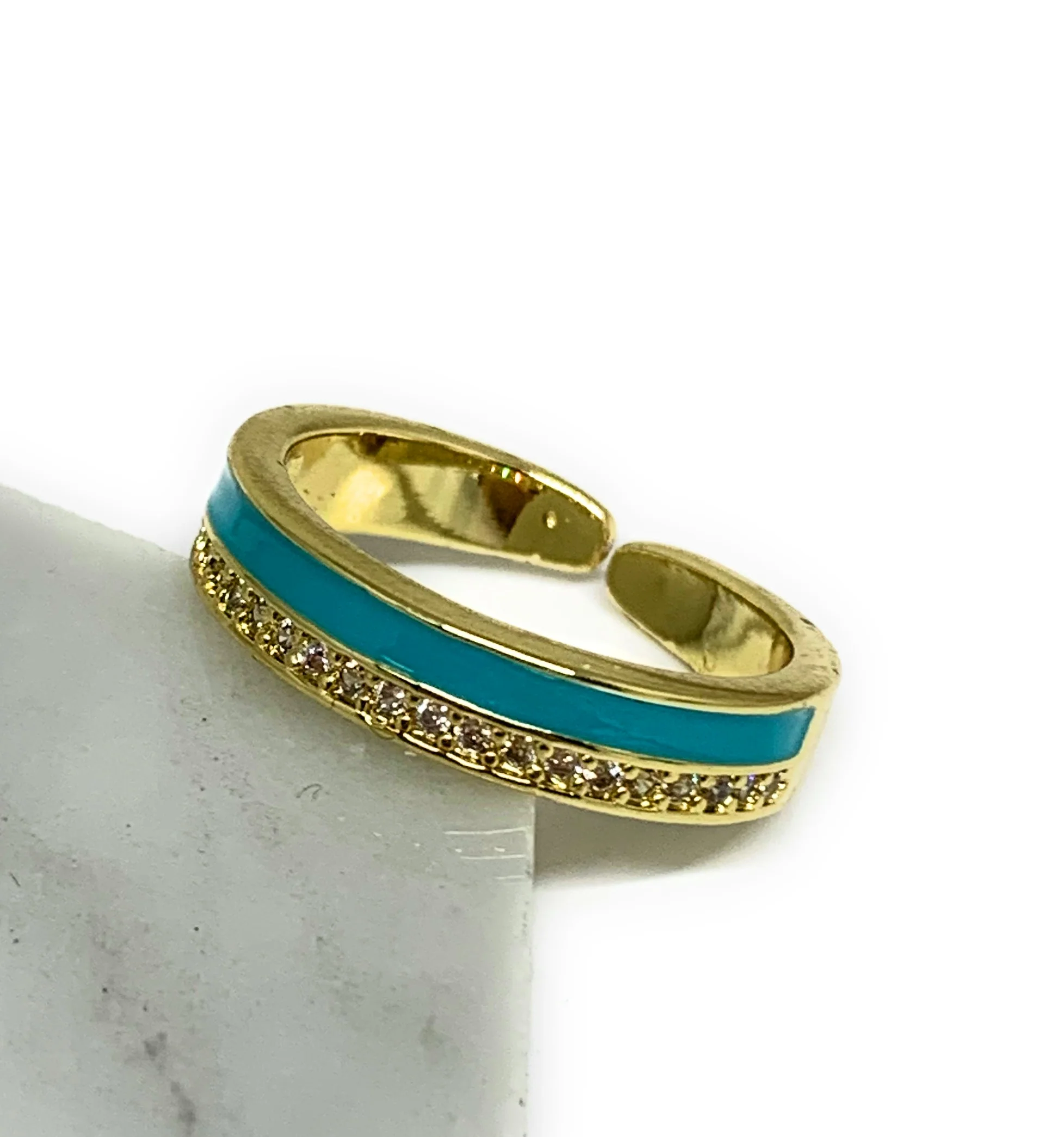 Gold Plated Adjustable Colorful Band Ring Anillo (WHITE, YELLOW, ORANGE, BLUE) - Image 4