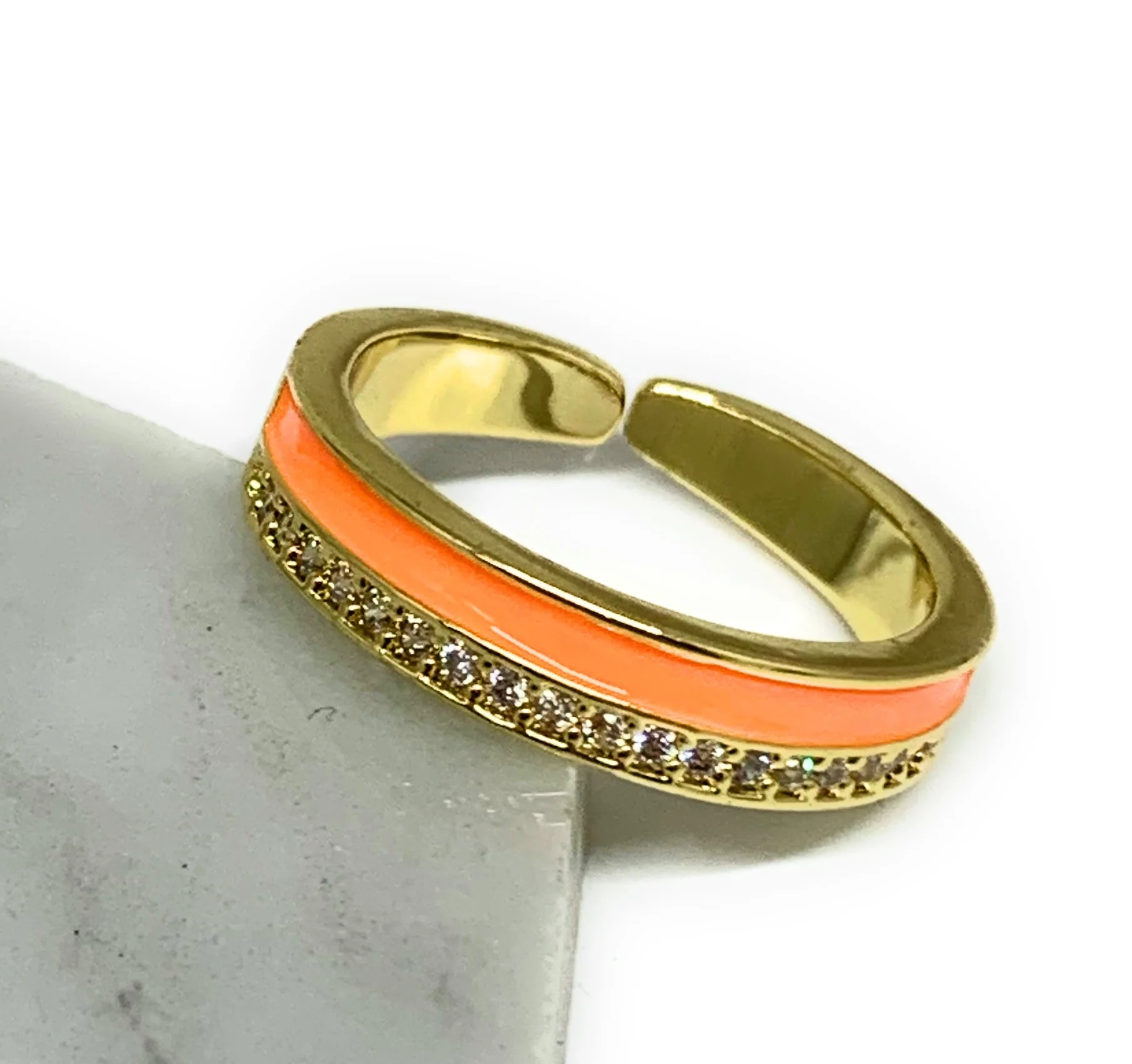 Gold Plated Adjustable Colorful Band Ring Anillo (WHITE, YELLOW, ORANGE, BLUE) - Image 5