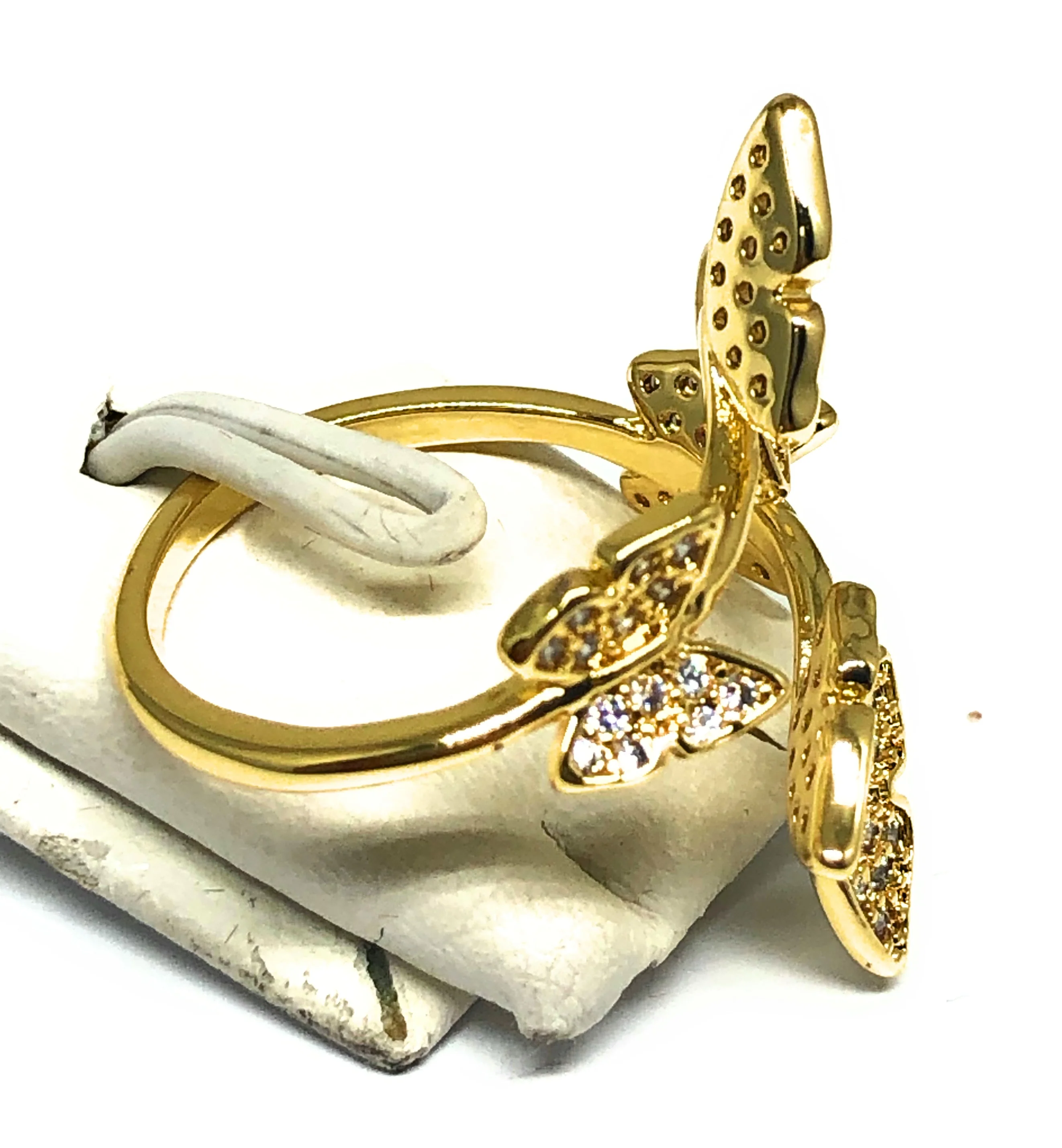 Gold Plated Adjustable Double Butterfly Ring Sizes 6-12 Anillo - Image 2