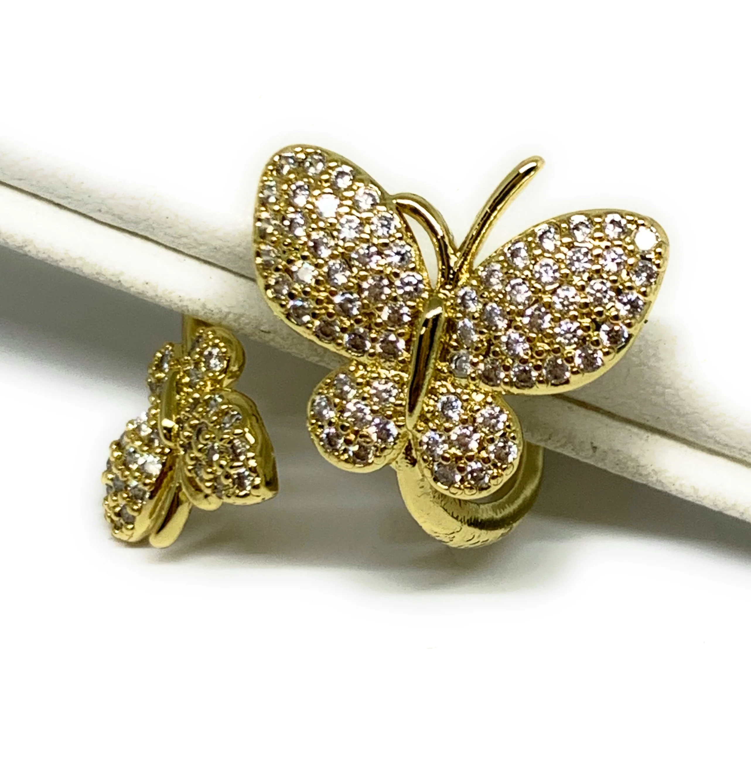 Gold Plated Adjustable Double Butterfly Ring Sizes 6-12 Anillo - Image 2