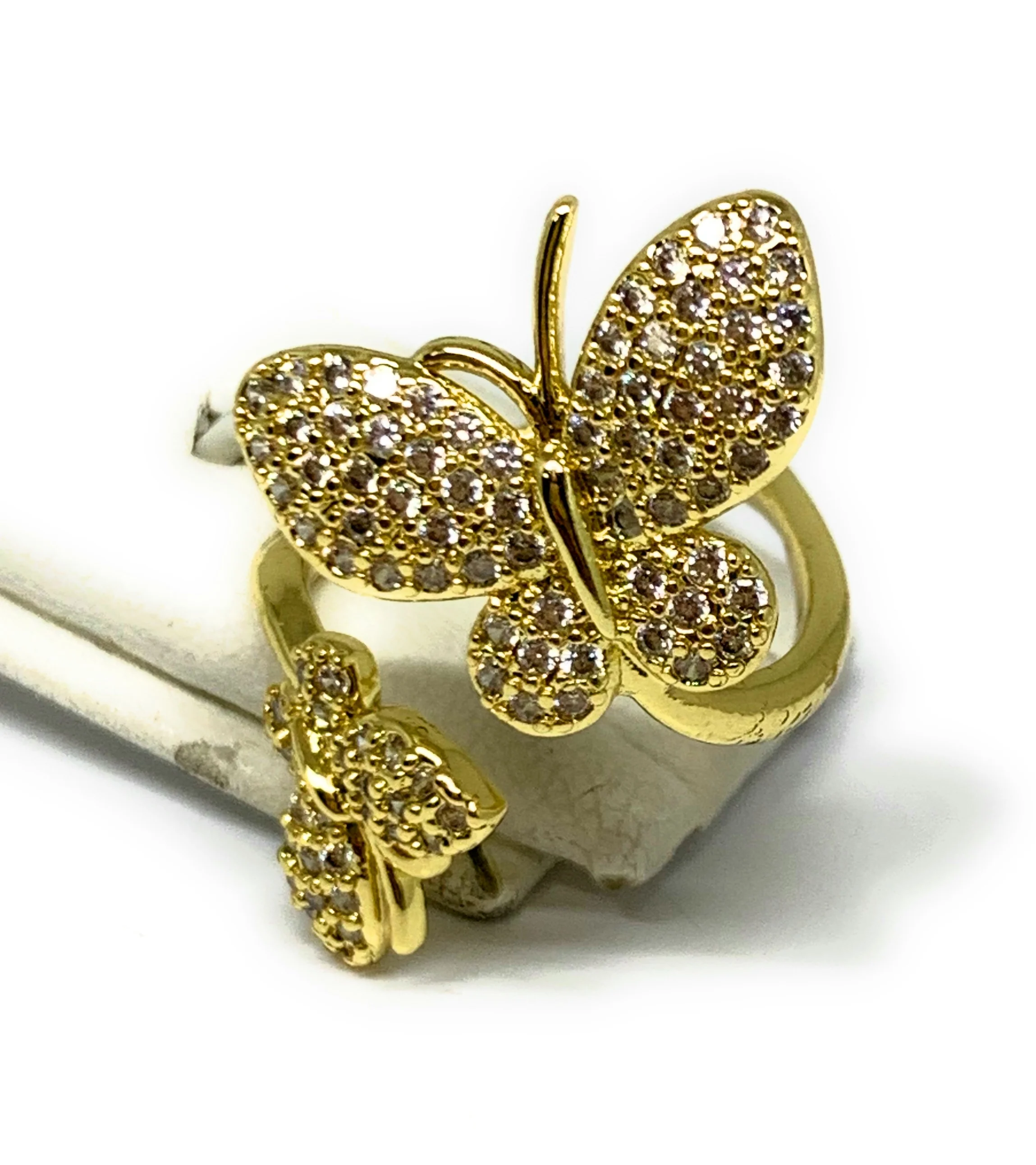 Gold Plated Adjustable Double Butterfly Ring Sizes 6-12 Anillo - Image 3