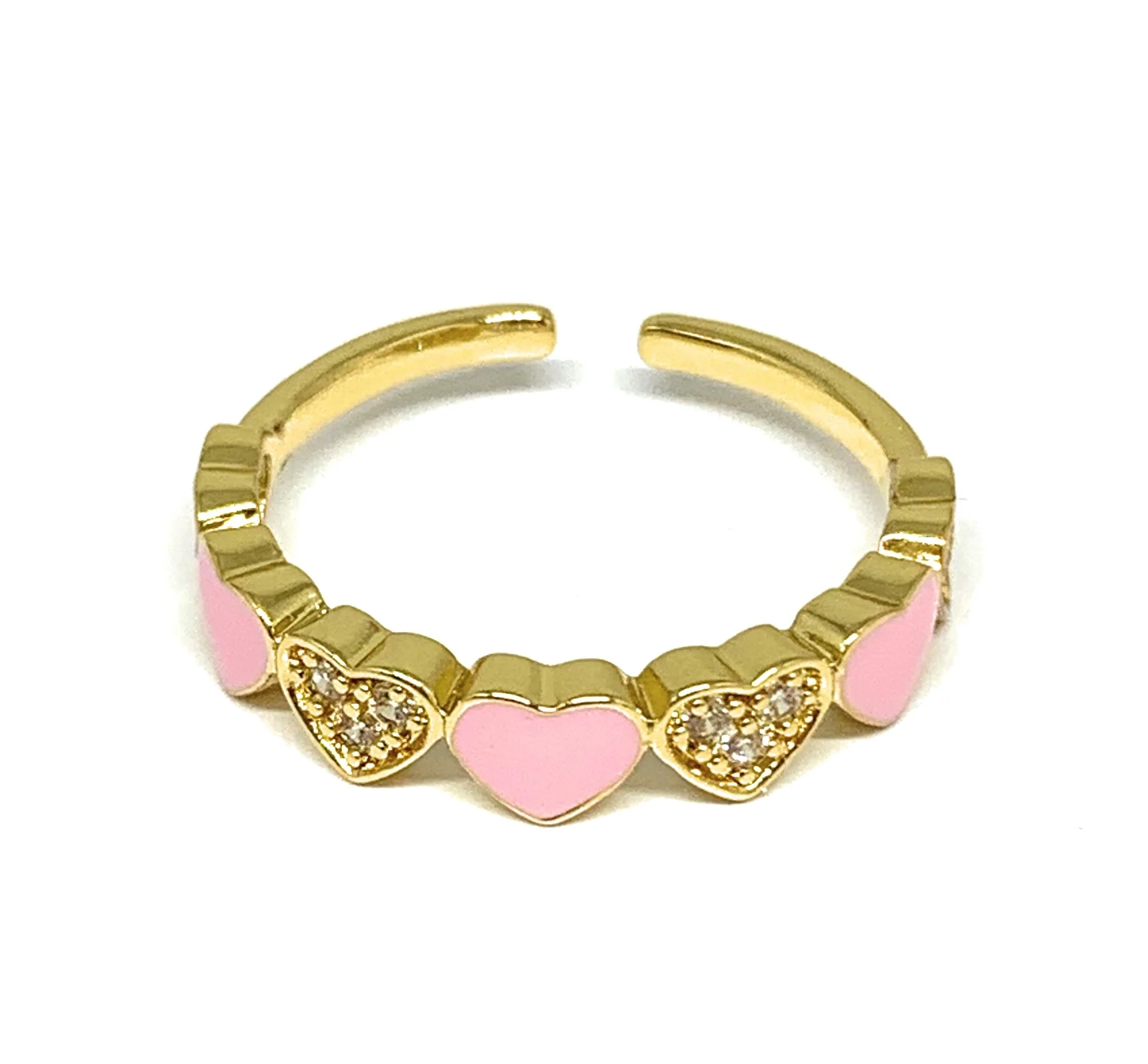 Gold Plated Adjustable Heart Band Ring Anillo (WHITE, PURPLE, RED, PINK, LIGHT BLUE, BLACK) - Image 2