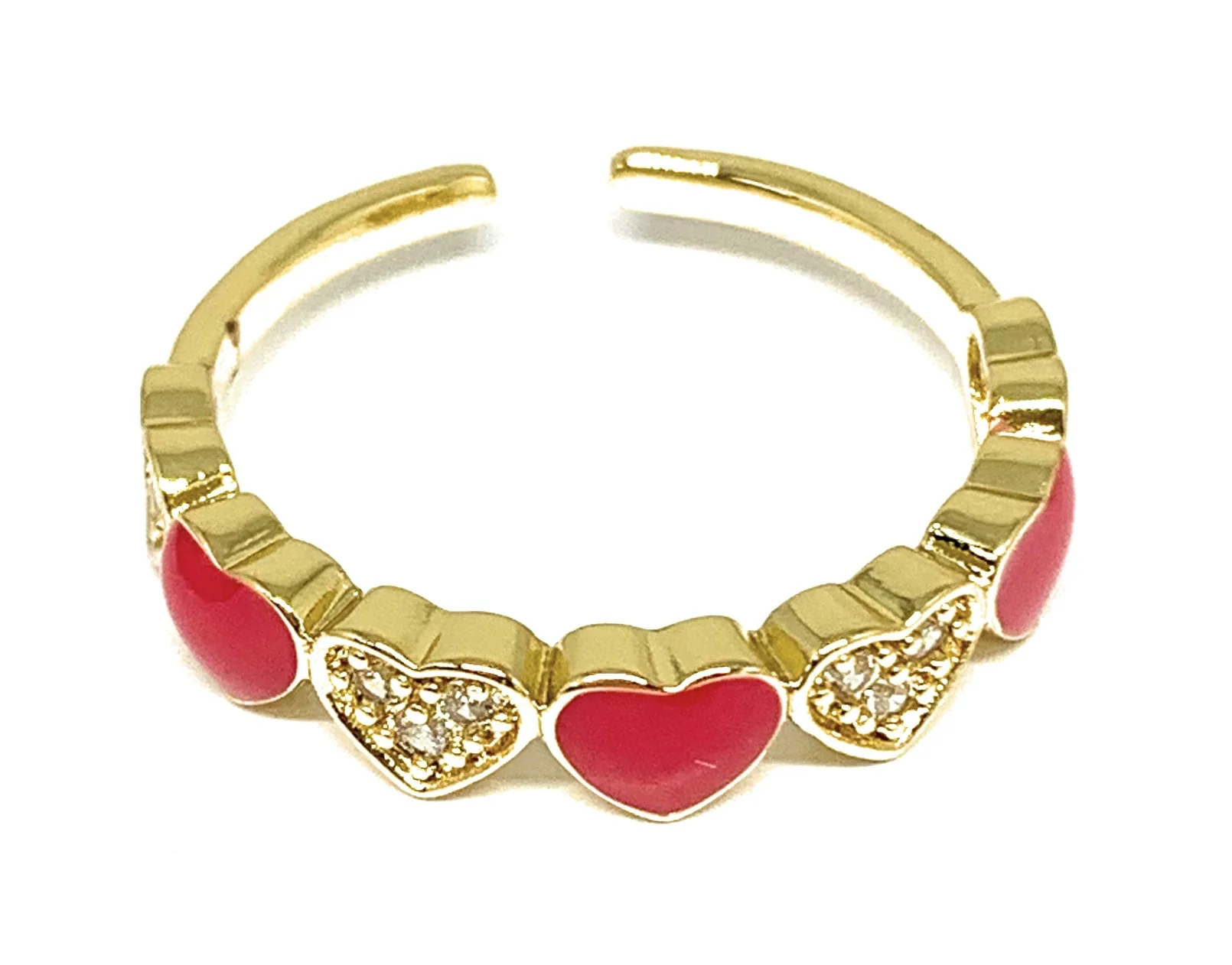 Gold Plated Adjustable Heart Band Ring Anillo (WHITE, PURPLE, RED, PINK, LIGHT BLUE, BLACK) - Image 3