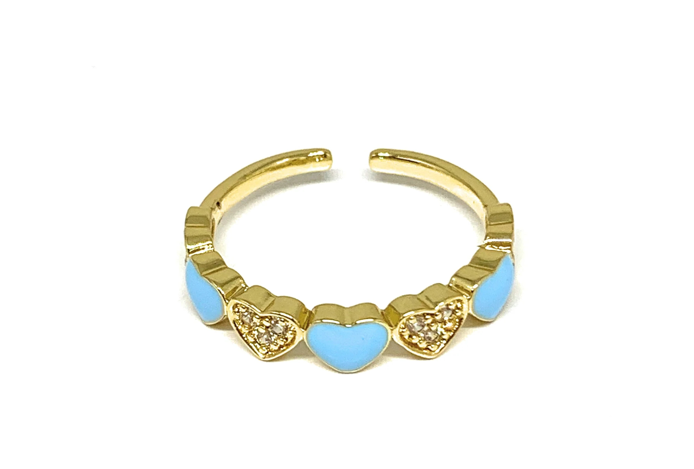 Gold Plated Adjustable Heart Band Ring Anillo (WHITE, PURPLE, RED, PINK, LIGHT BLUE, BLACK) - Image 5