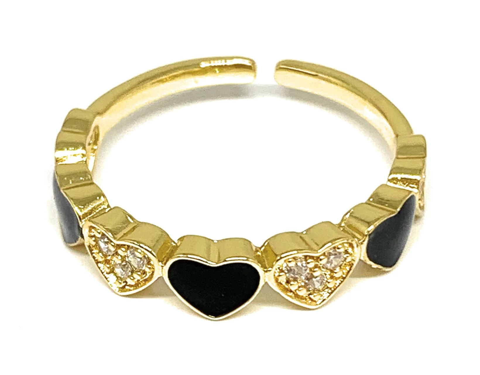 Gold Plated Adjustable Heart Band Ring Anillo (WHITE, PURPLE, RED, PINK, LIGHT BLUE, BLACK) - Image 6