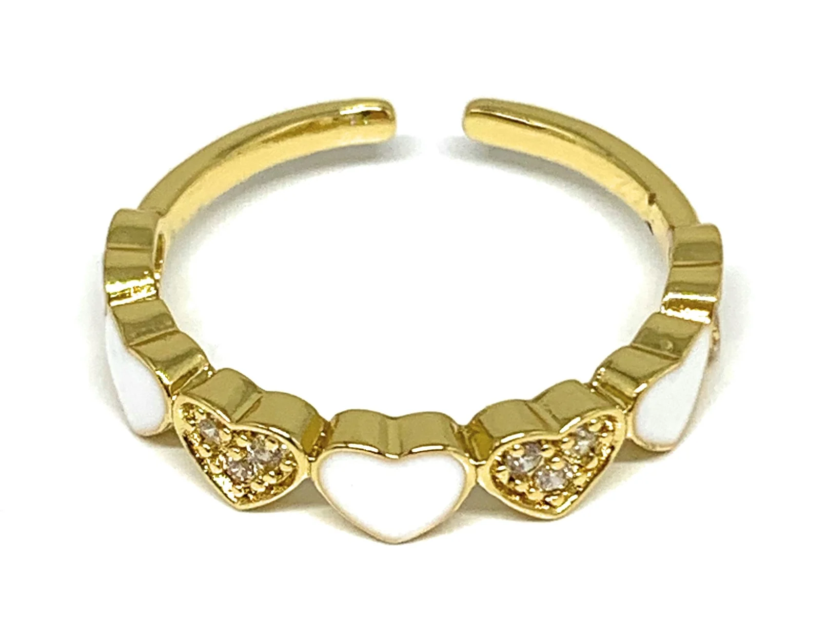 Gold Plated Adjustable Heart Band Ring Anillo (WHITE, PURPLE, RED, PINK, LIGHT BLUE, BLACK) - Image 7