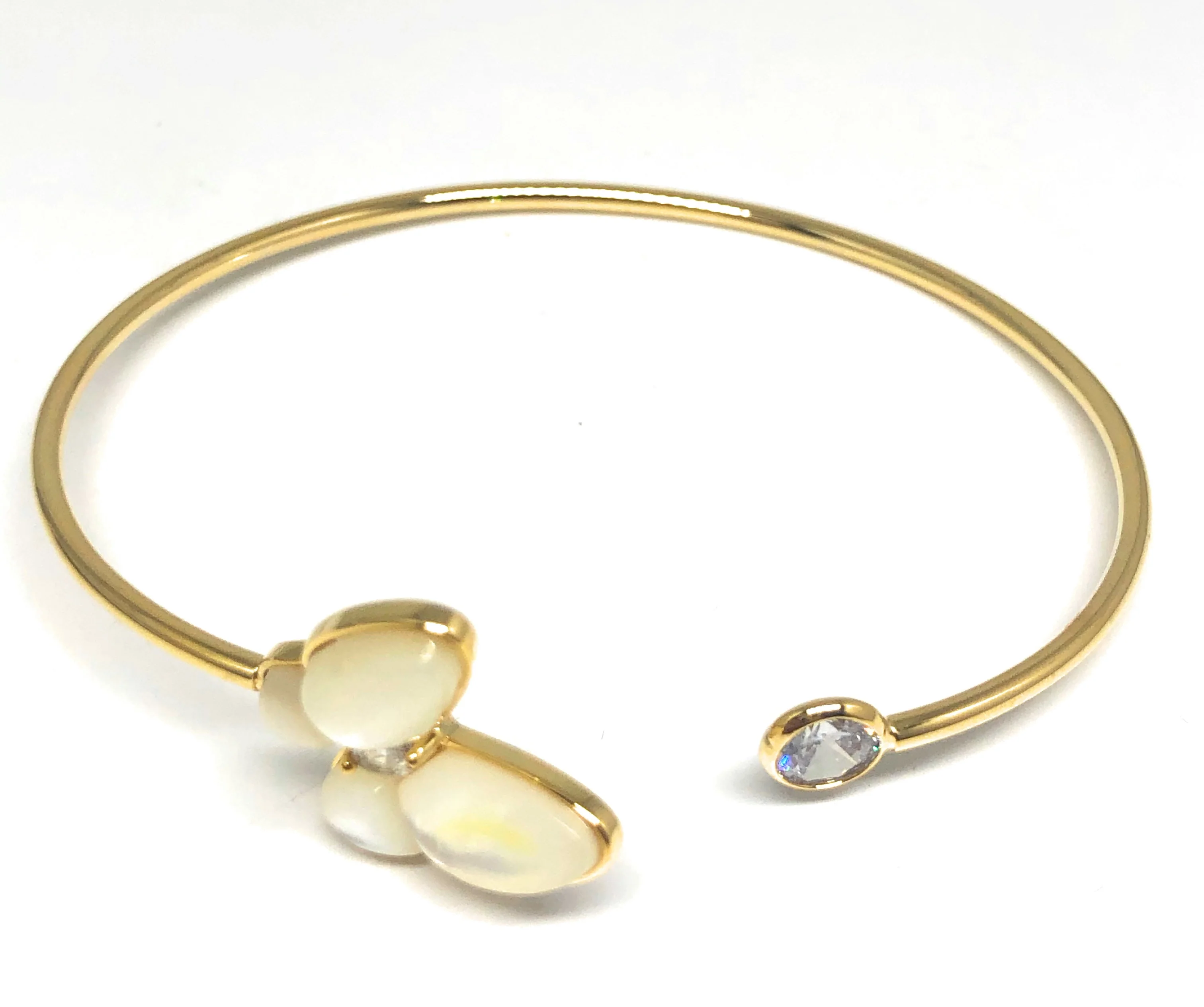 Gold Plated Butterfly CZ Adjustable Bangle Bracelet - Image 3