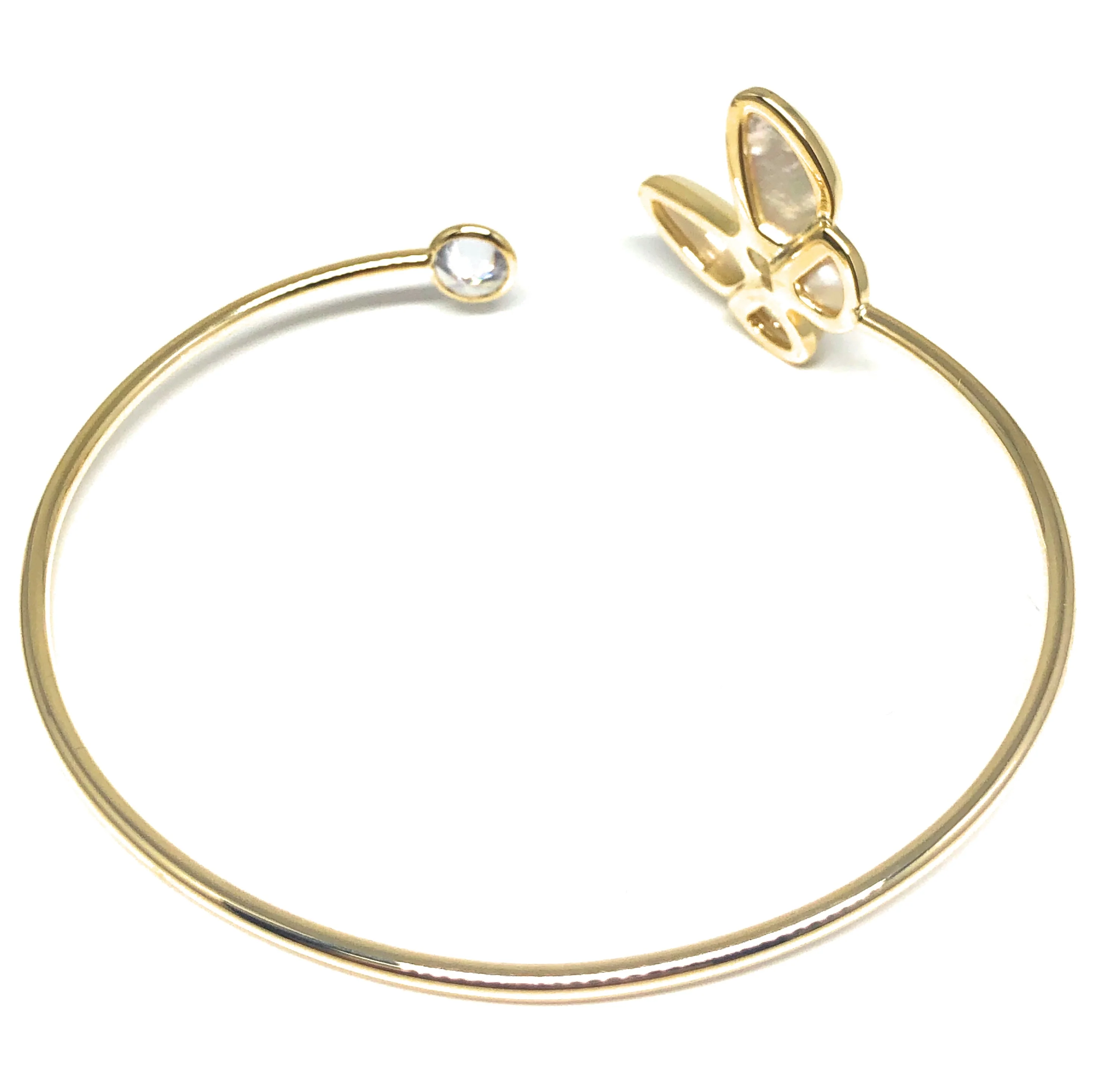 Gold Plated Butterfly CZ Adjustable Bangle Bracelet - Image 4